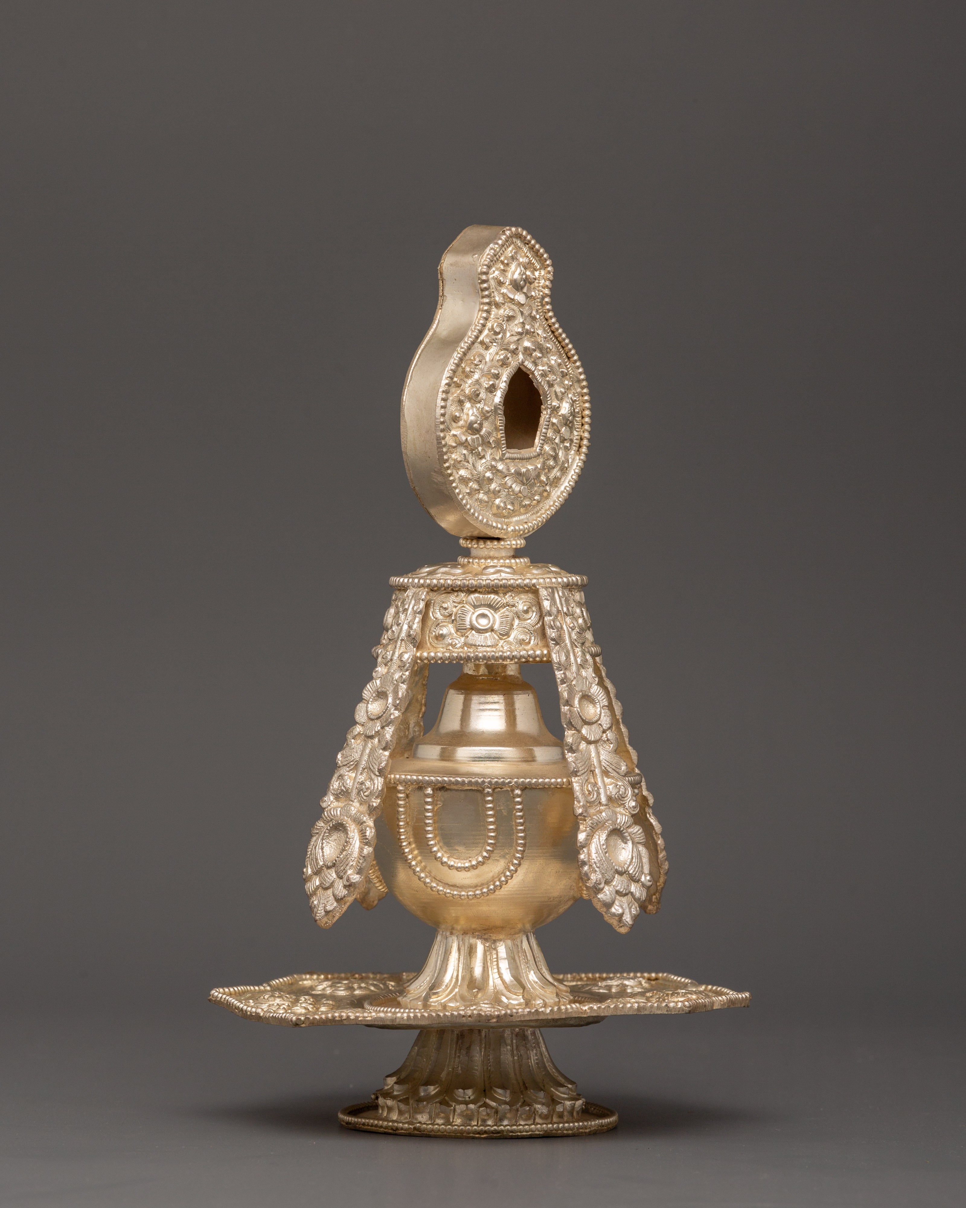 Handmade Copper Life Vase | Tibetan Ritual Vase with Silver Plated Finish