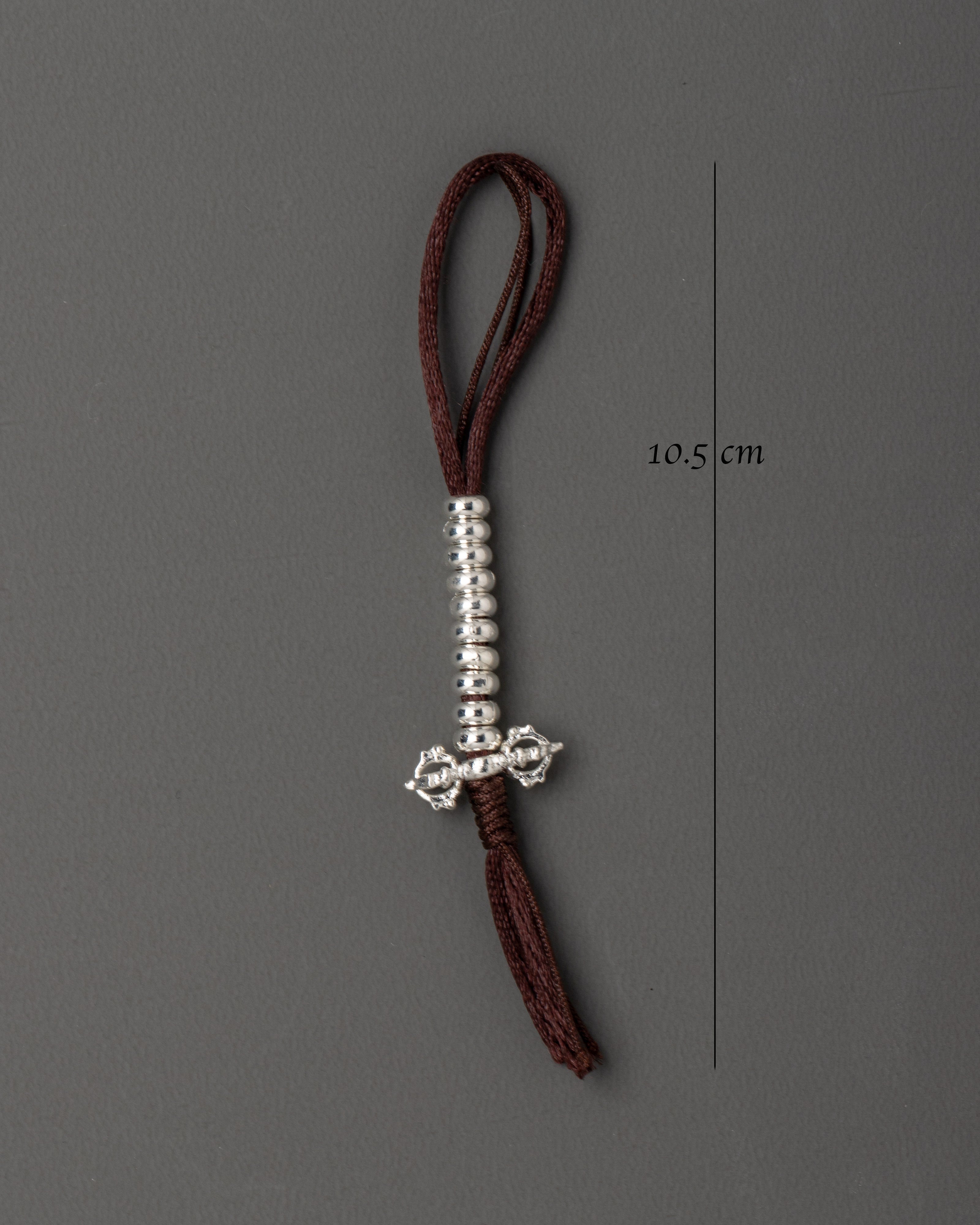 Handmade Tibetan Chupsel | Silver Beads with Vajra and Prayer Wheel for Mala