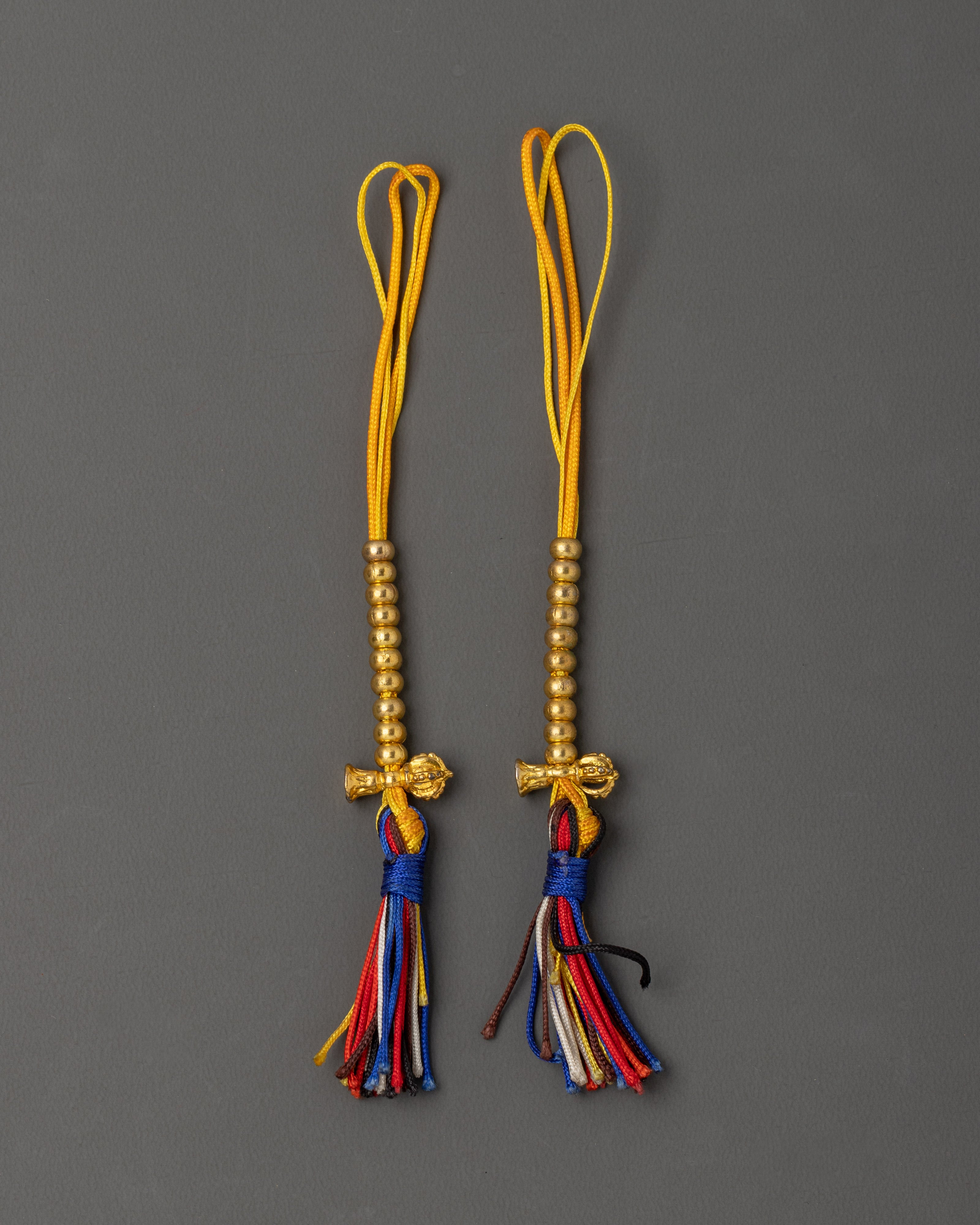 Handcrafted Tibetan Chupsel | Buddhist Ritual String with Gold Color Tassels