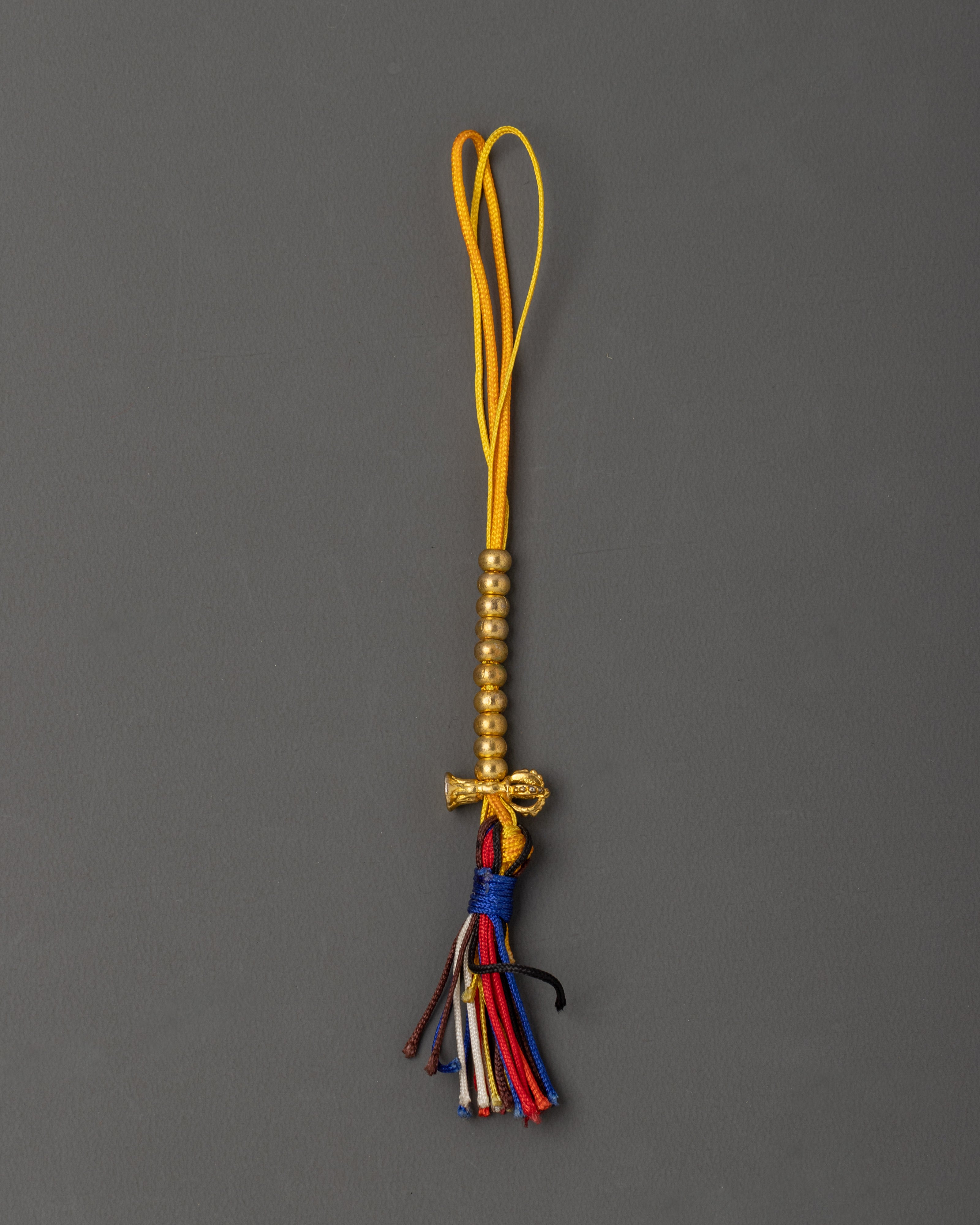 Handcrafted Tibetan Chupsel | Buddhist Ritual String with Gold Color Tassels