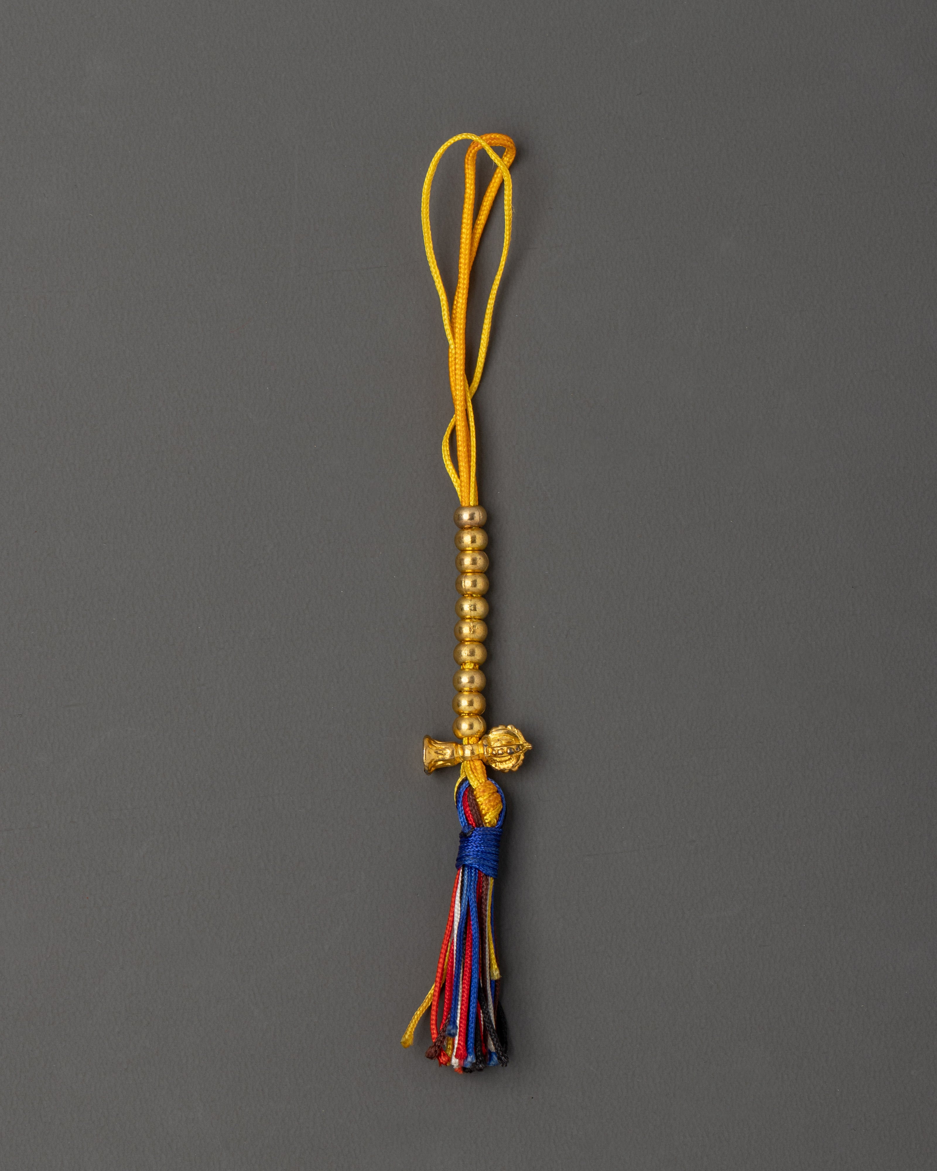 Handcrafted Tibetan Chupsel | Buddhist Ritual String with Gold Color Tassels