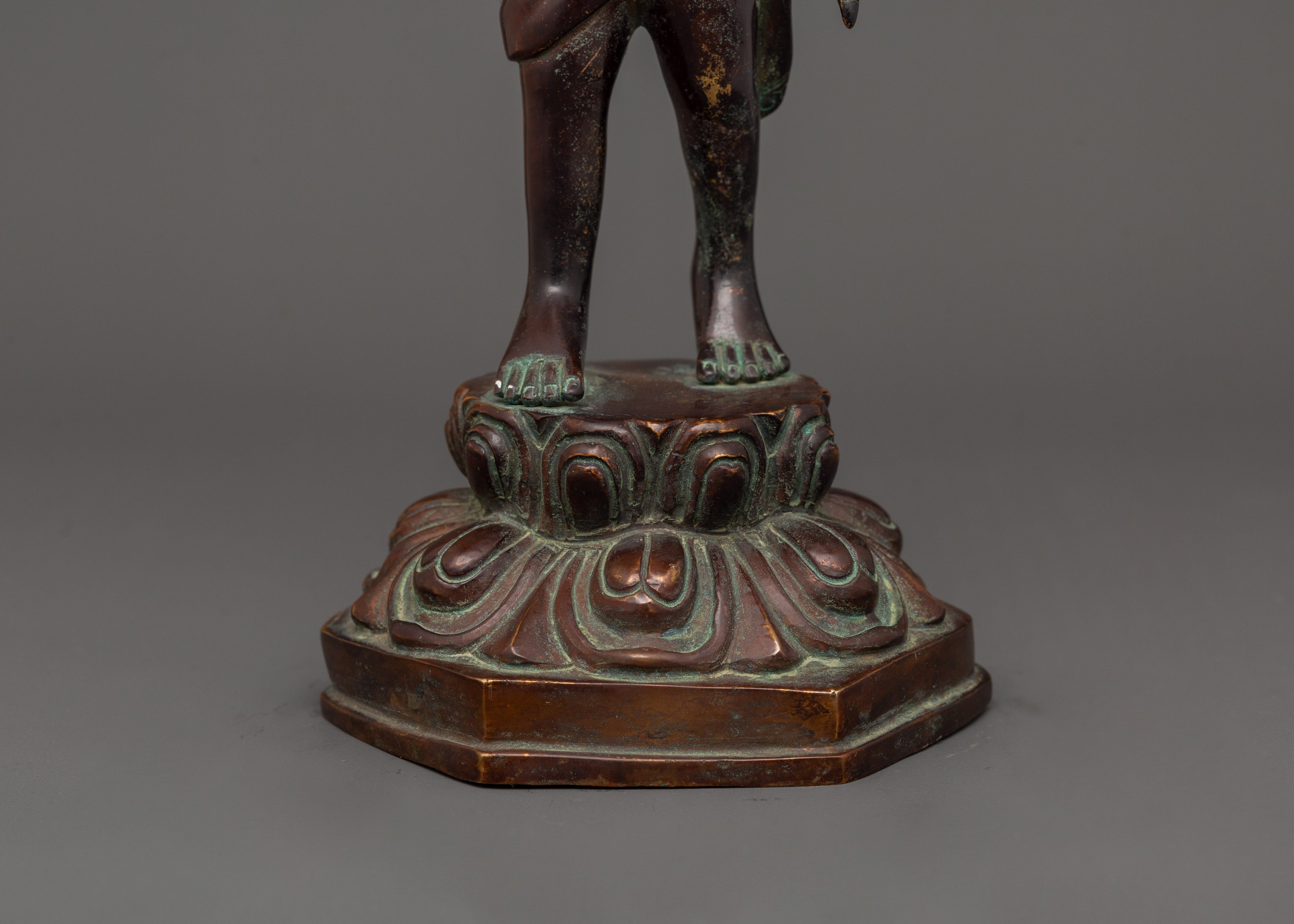Oxidized Copper Standing Siddhartha Gautam | Symbol of Enlightenment