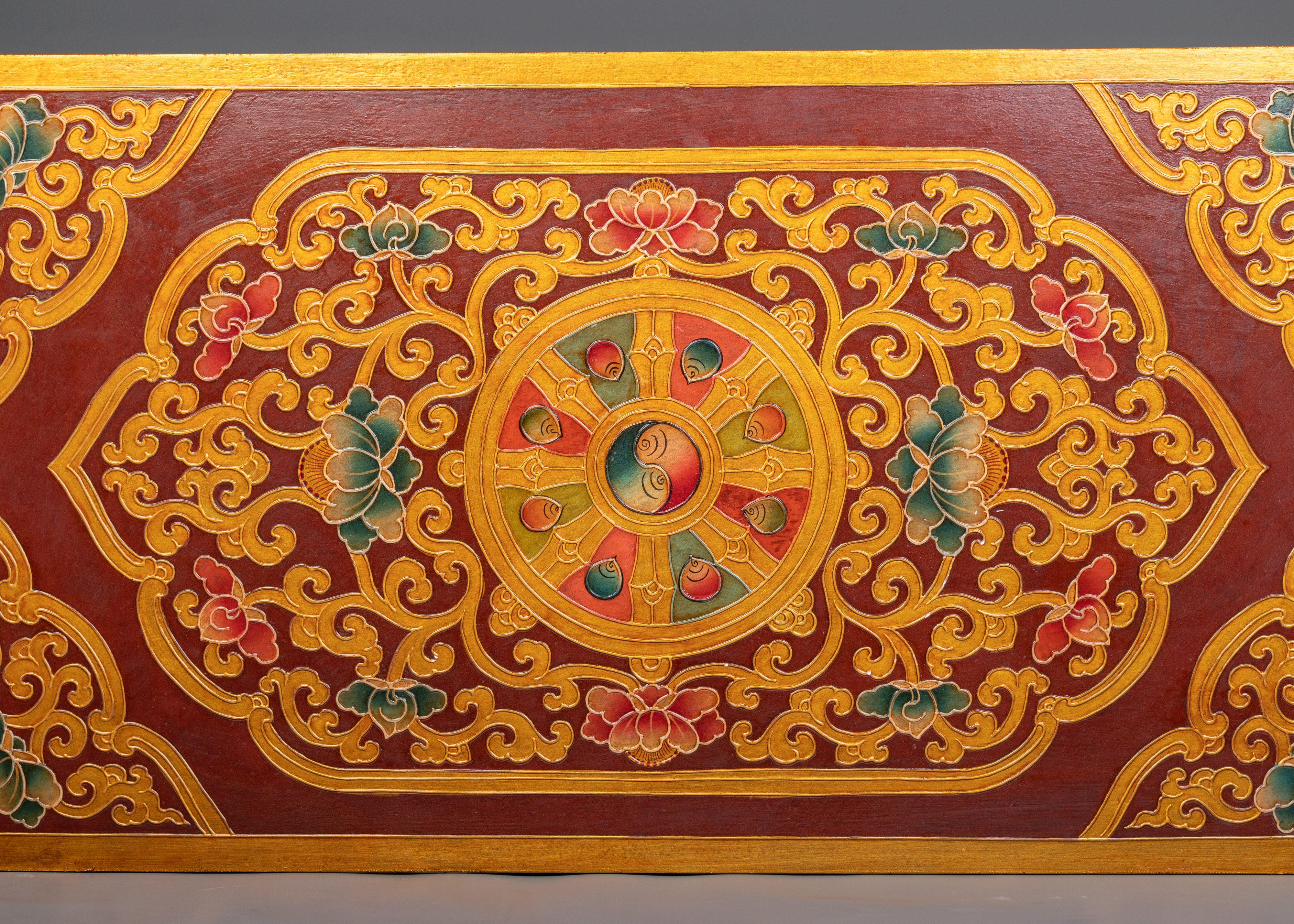 Folding Table with Dragon Carving and Offering | Tibetan Decor