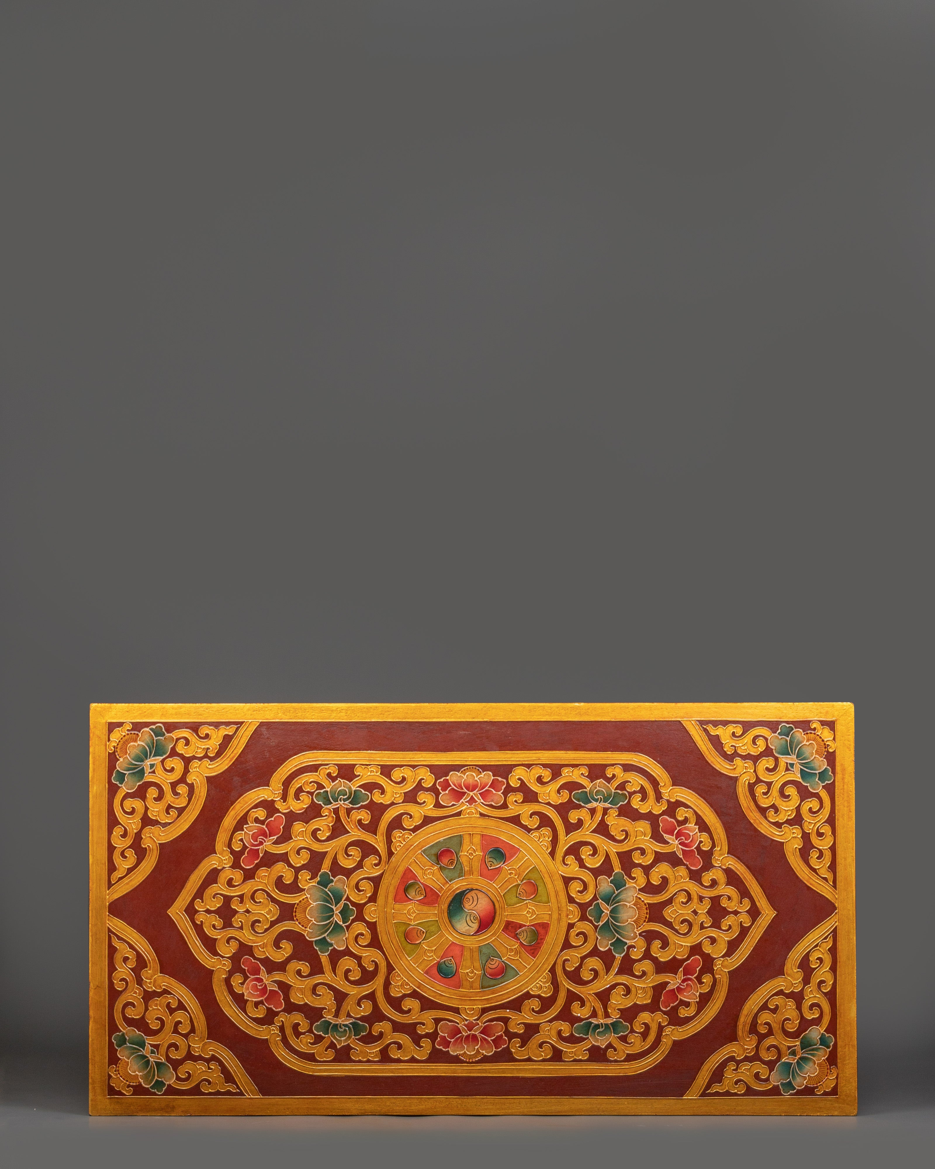 Folding Table with Dragon Carving and Offering | Tibetan Decor