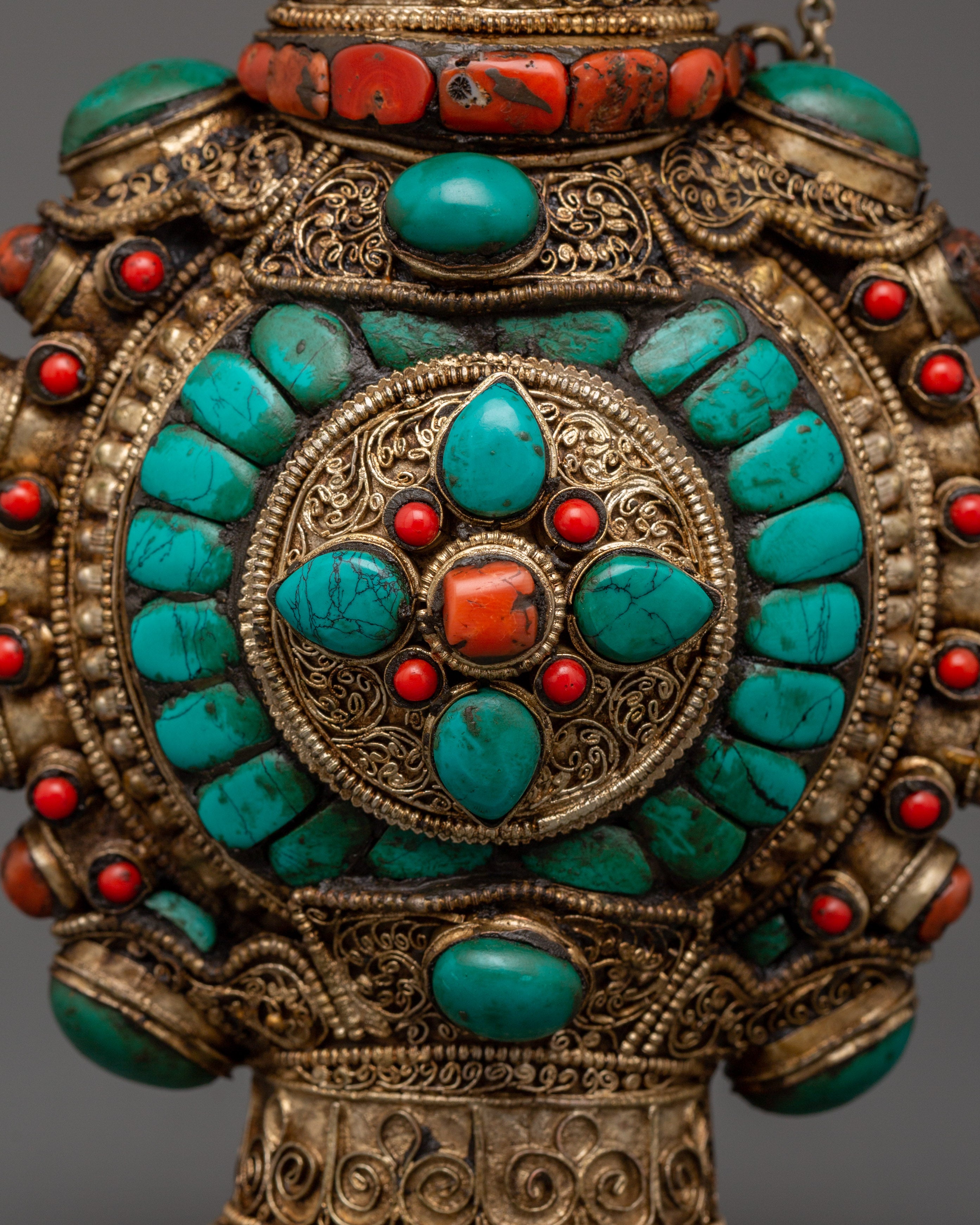Coral Inlaid Snuff Bottle | Tibetan Ritual Bottle