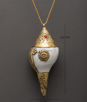 Conch Shell Gold Plated Locket | Spiritual Pendant for Meditation and Protection