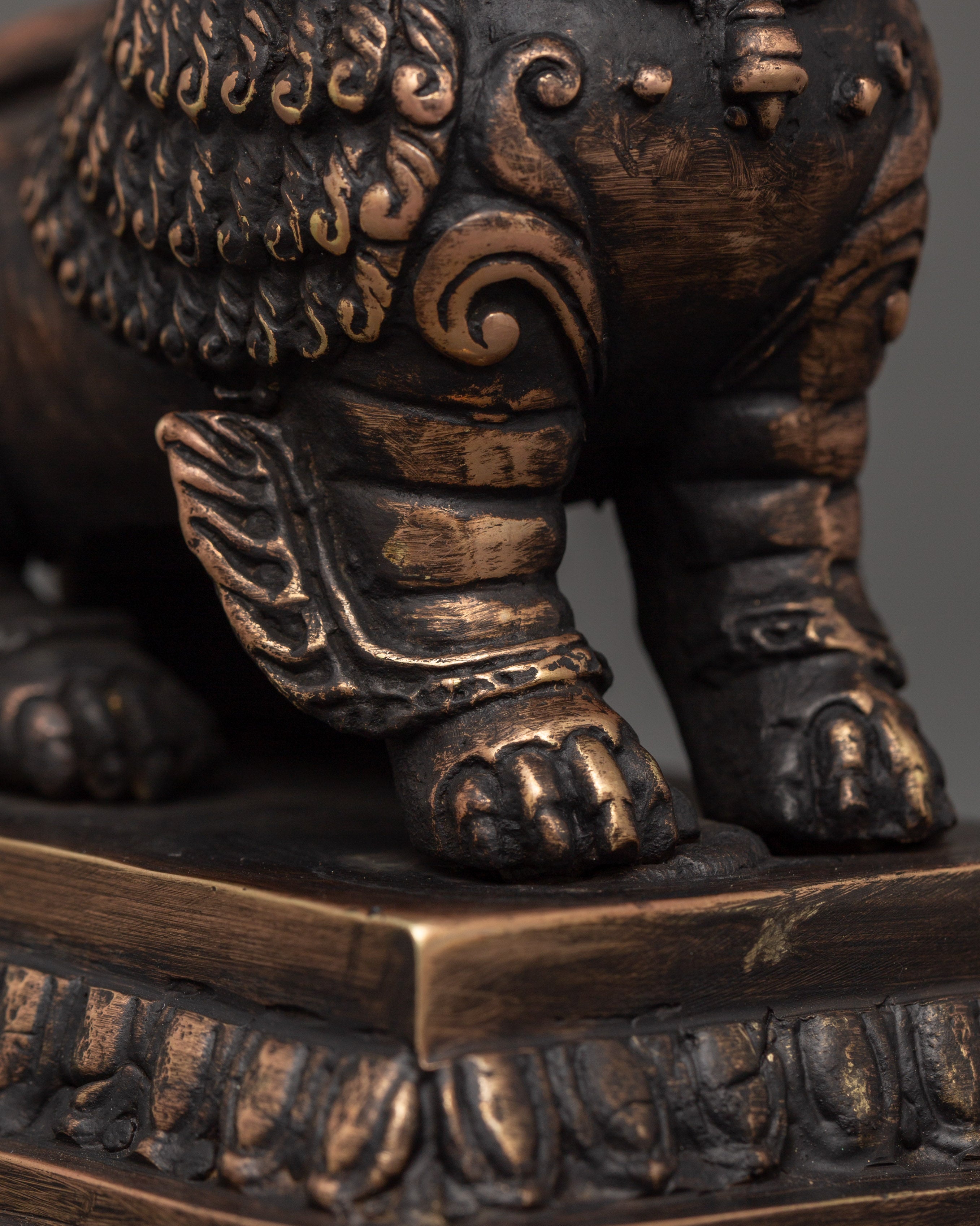Copper Lion Set for Decor | Tibetan Guardian Lions