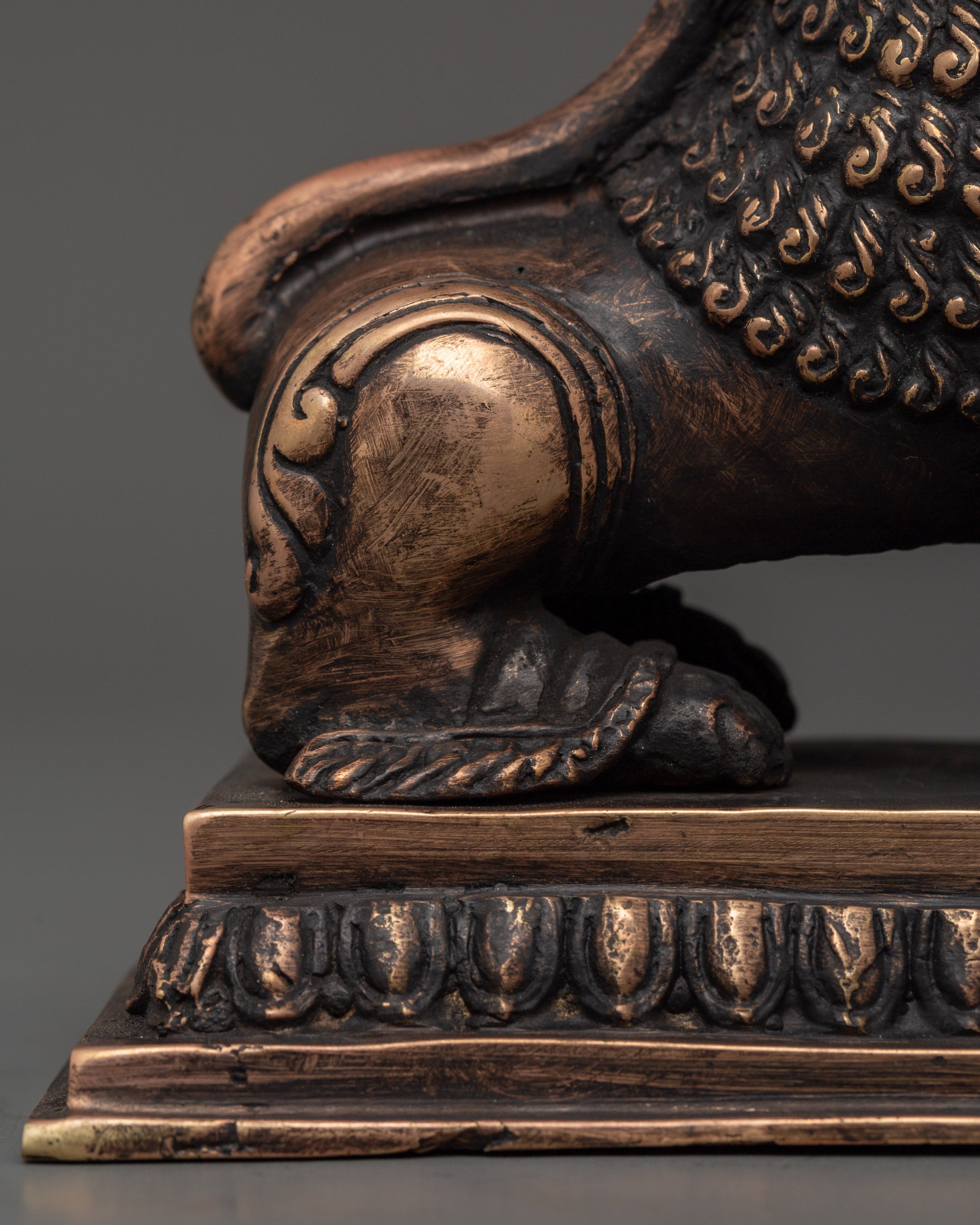 Copper Lion Set for Decor | Tibetan Guardian Lions