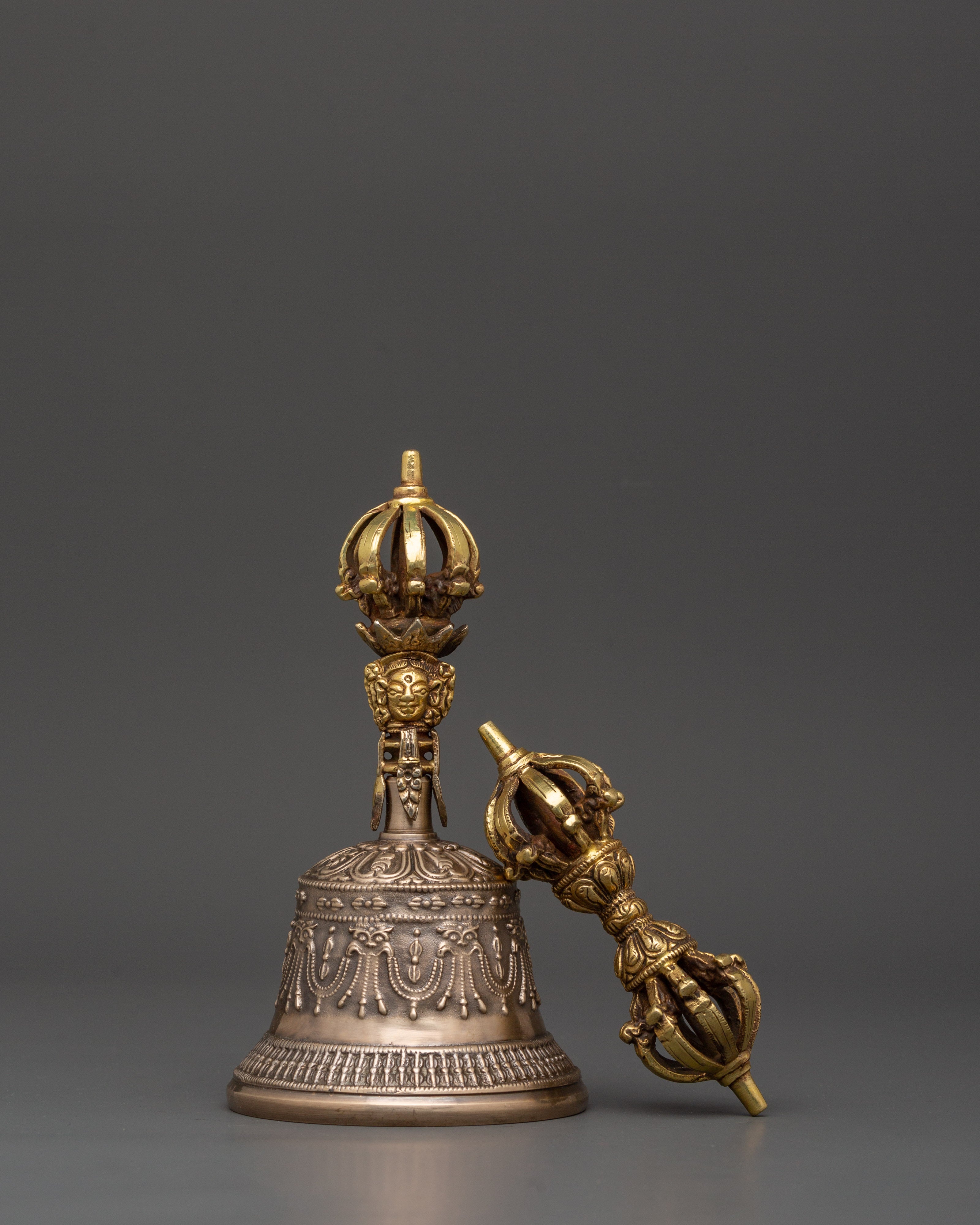 Bell-Vajra Sacred Ceremonial Set | Brass and Bronze Tibetan Ritual Tools