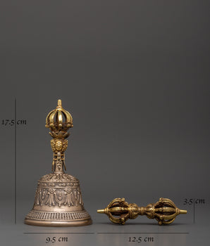 Bell-Vajra Sacred Ceremonial Set | Brass and Bronze Tibetan Ritual Tools