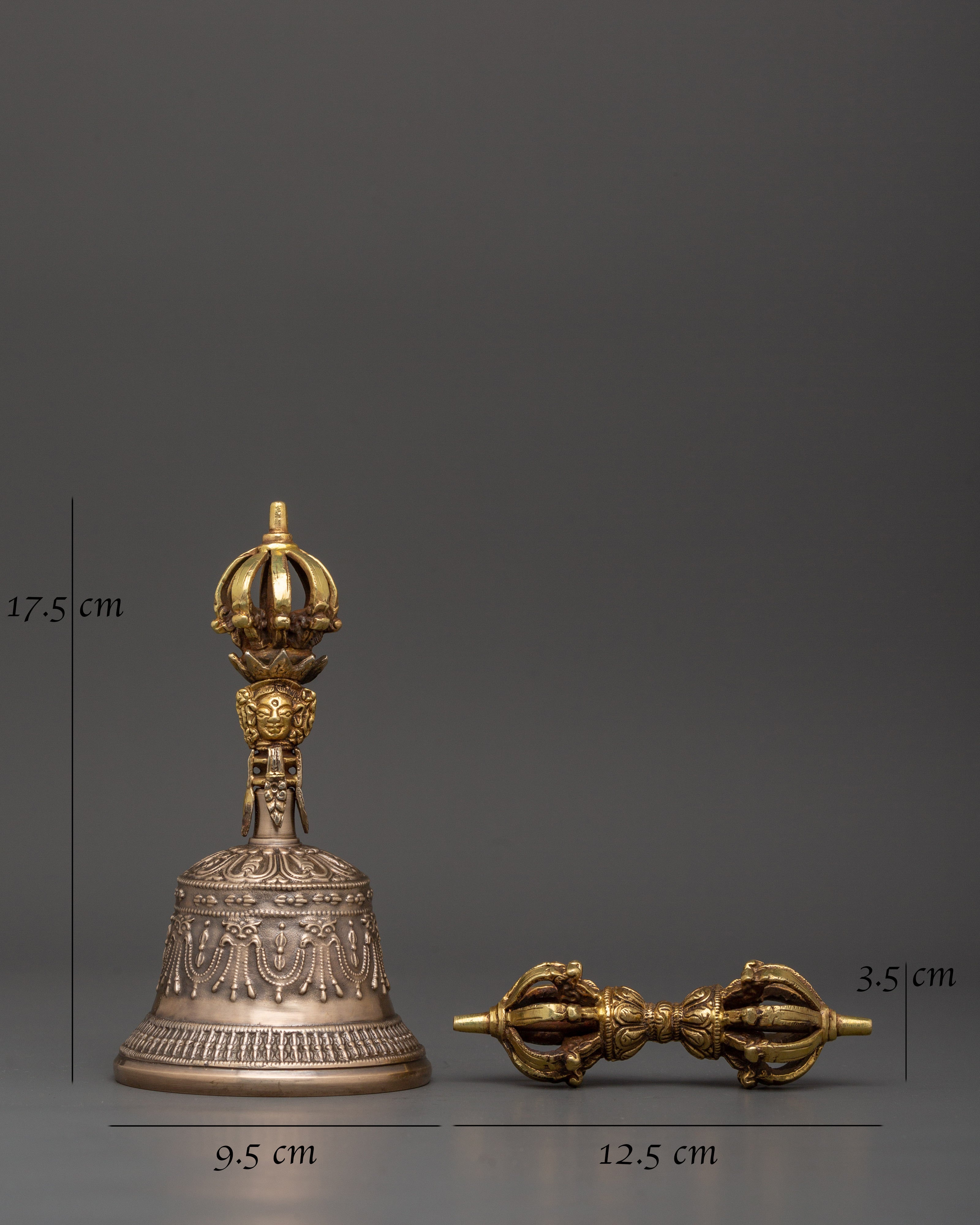 Bell-Vajra Sacred Ceremonial Set | Brass and Bronze Tibetan Ritual Tools