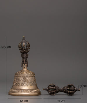Sacred Vajra and Bell Pair | Tibetan Brass Bell & Vajra for Rituals