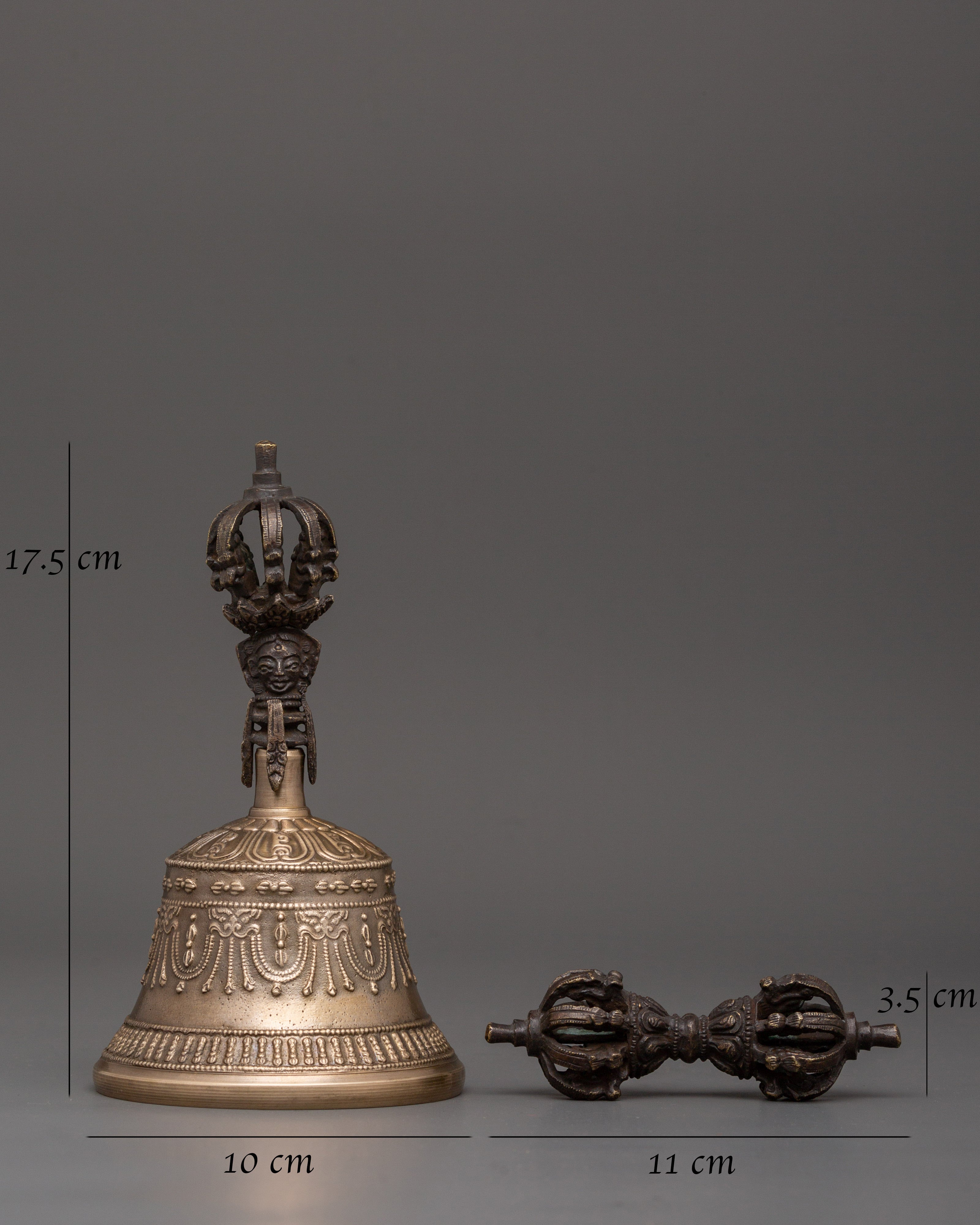Sacred Vajra and Bell Pair | Tibetan Brass Bell & Vajra for Rituals