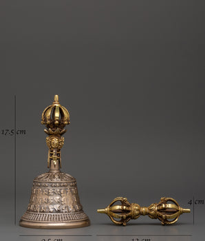 Tantric Vajra and Bell Set | Tibetan Brass Bell & Vajra for Rituals