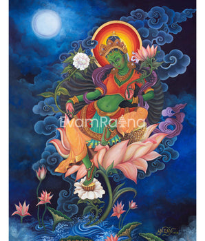 Green Tara Thangka Print 