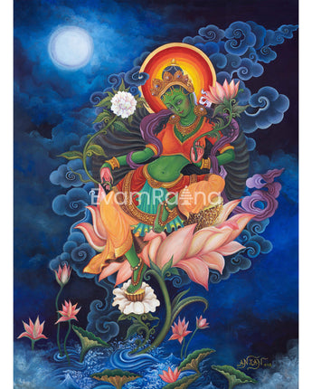 Green Tara Thangka Print 