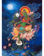 Green Tara Thangka Print 