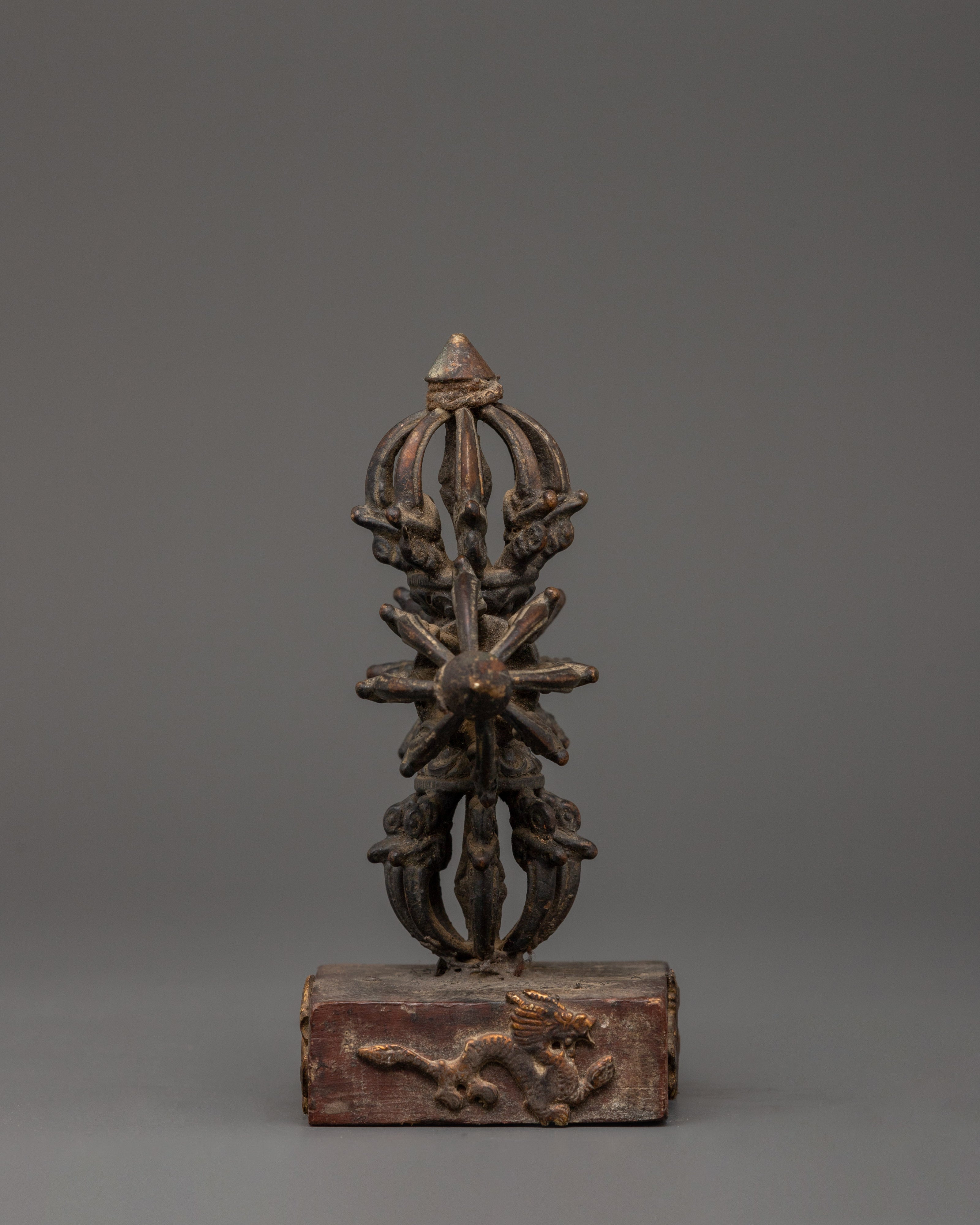 Buddhist Vishwo Vajra with Stand | Handcrafted Copper Ritual Dorje