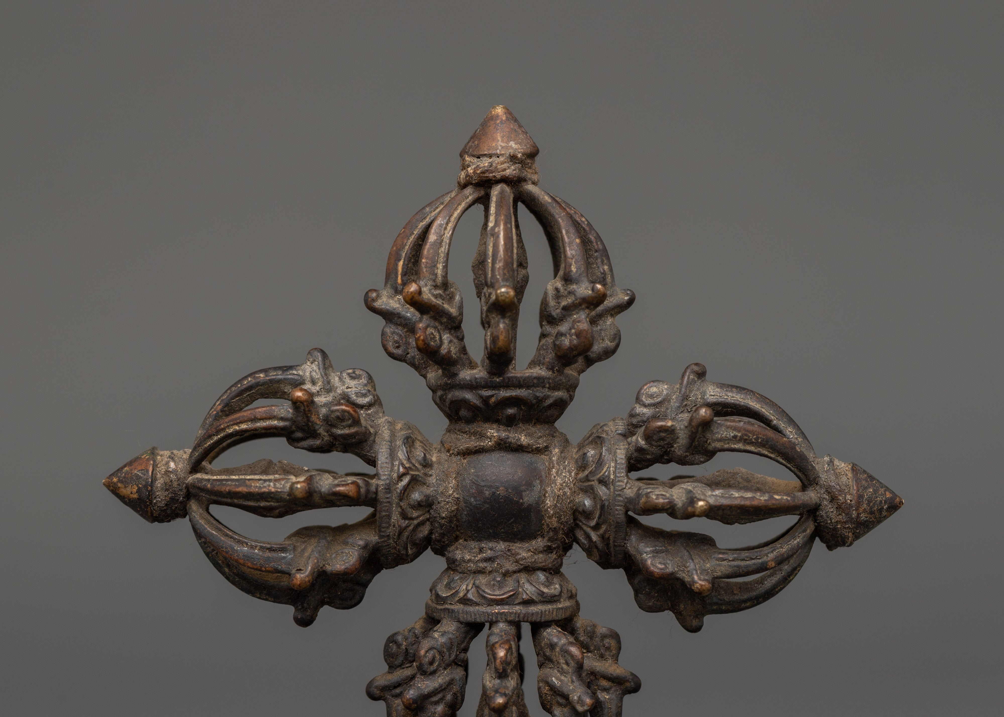 Buddhist Vishwo Vajra with Stand | Handcrafted Copper Ritual Dorje