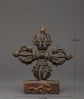 Buddhist Vishwo Vajra with Stand | Handcrafted Copper Ritual Dorje