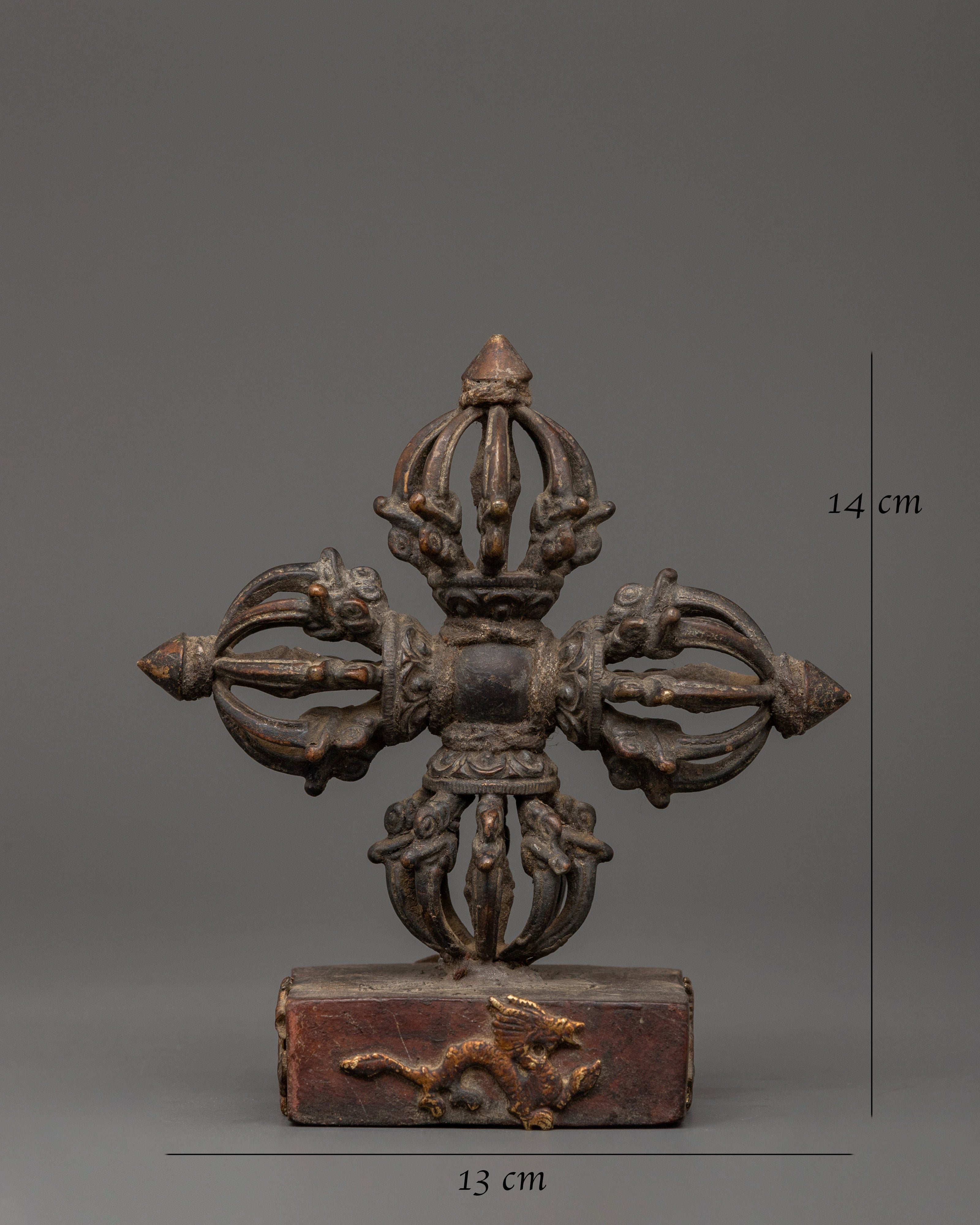 Buddhist Vishwo Vajra with Stand | Handcrafted Copper Ritual Dorje