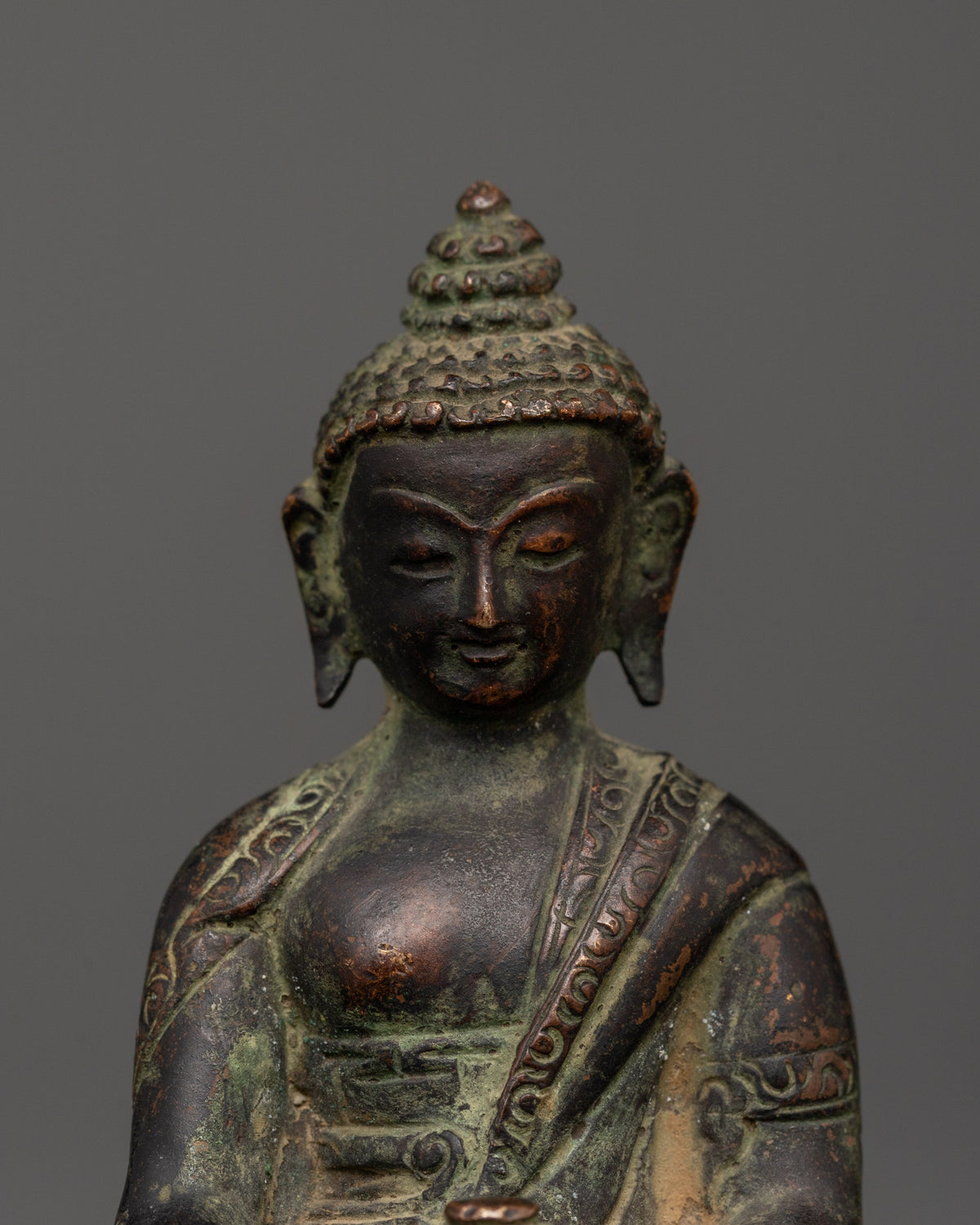 Tibetan Ratnasambhara Buddha Statue | Oxidized Copper Spiritual Sculpture