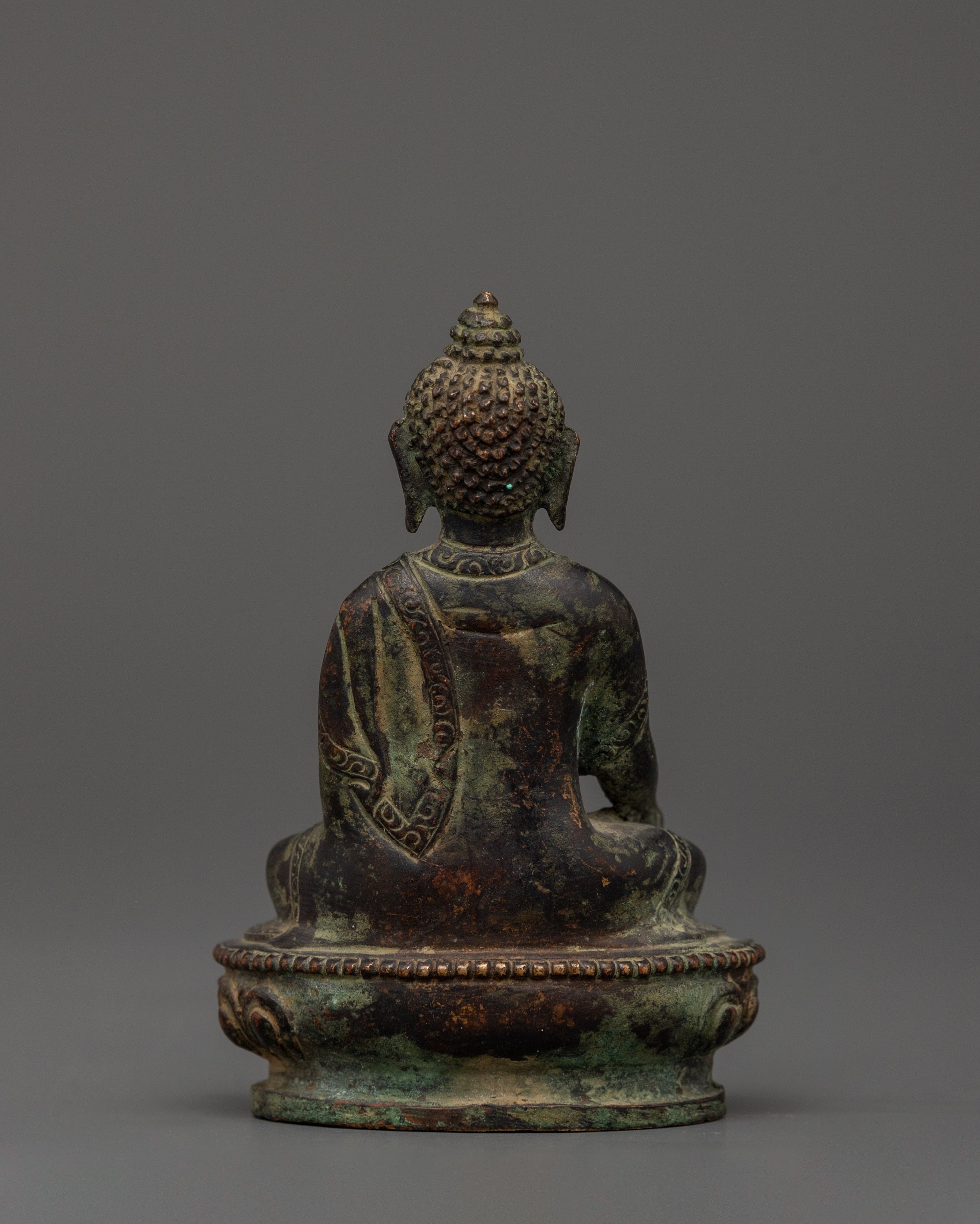 Tibetan Ratnasambhara Buddha Statue | Oxidized Copper Spiritual Sculpture