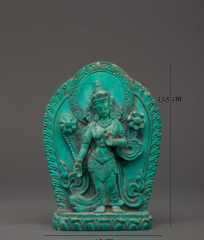 Sacred Green Tara Figure | Turquoise Tibetan Buddhist Statue