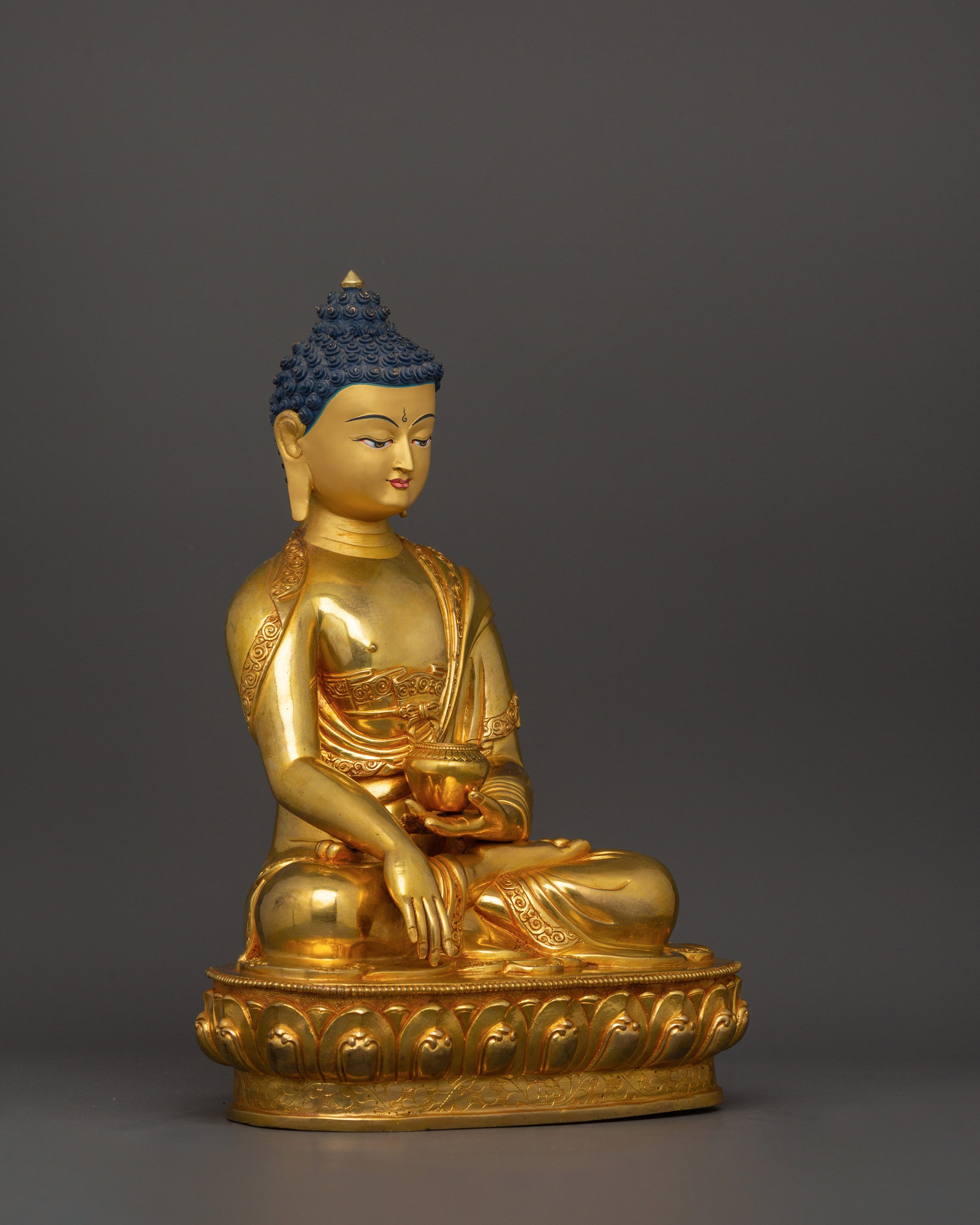 Gold-Plated Shakyamuni Buddha Statue | Meditation Altar Decor