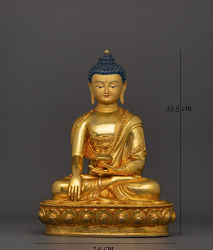 Gold-Plated Shakyamuni Buddha Statue | Meditation Altar Decor