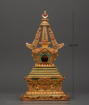 Buddhist Shrine Statue in Copper | Symbol of Enlightenment and Protection