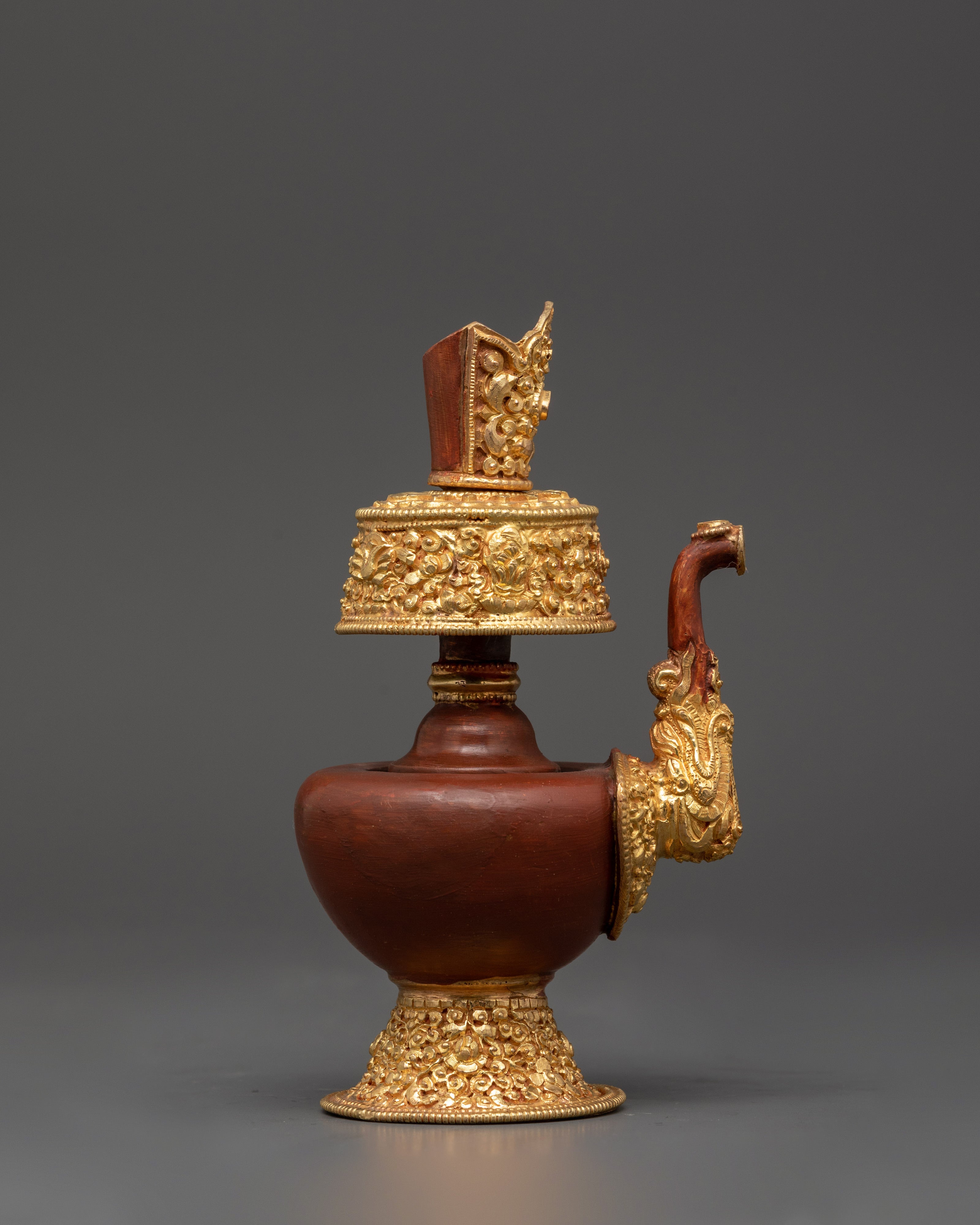 Tibetan Bhumba Ritual Set | Oxidized Copper Water Vase for Offerings