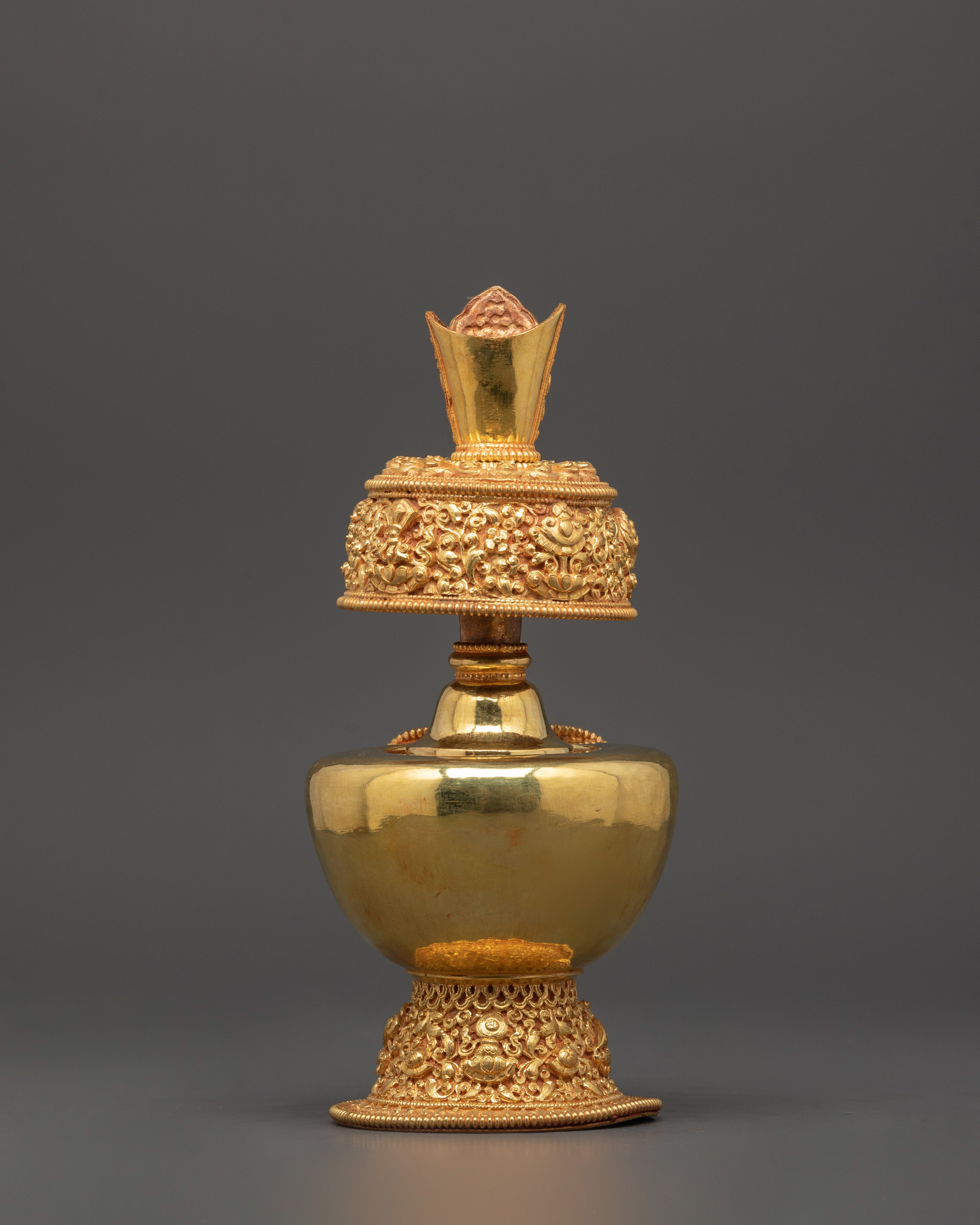 Large Gold-Plated Tibetan Bhumba Ritual Set | Spiritual Temple Decor