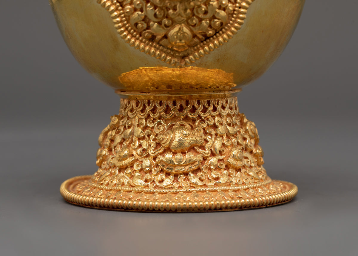 Large Gold-Plated Tibetan Bhumba Ritual Set | Spiritual Temple Decor