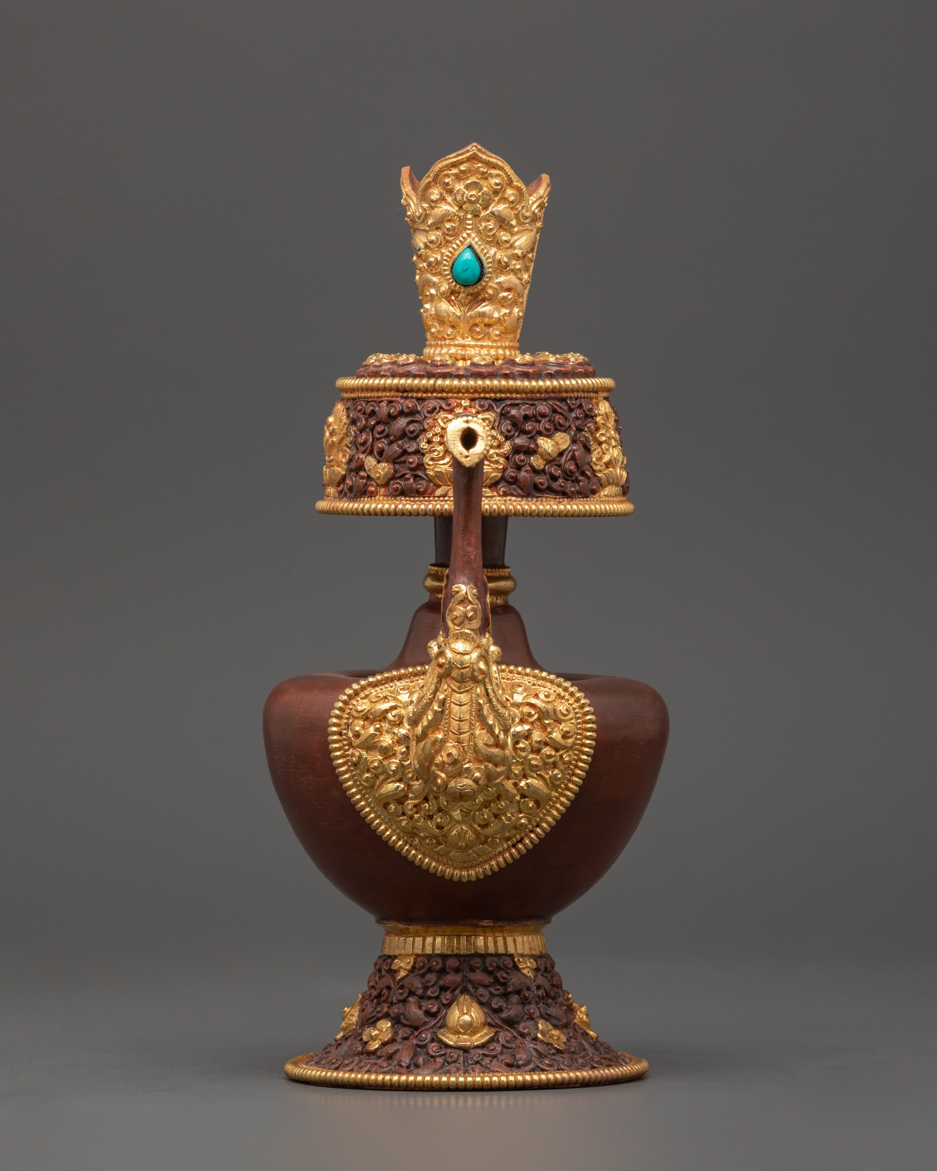 Gold-Plated Bhumba Ritual Set with Turquoise | Spiritual Decor
