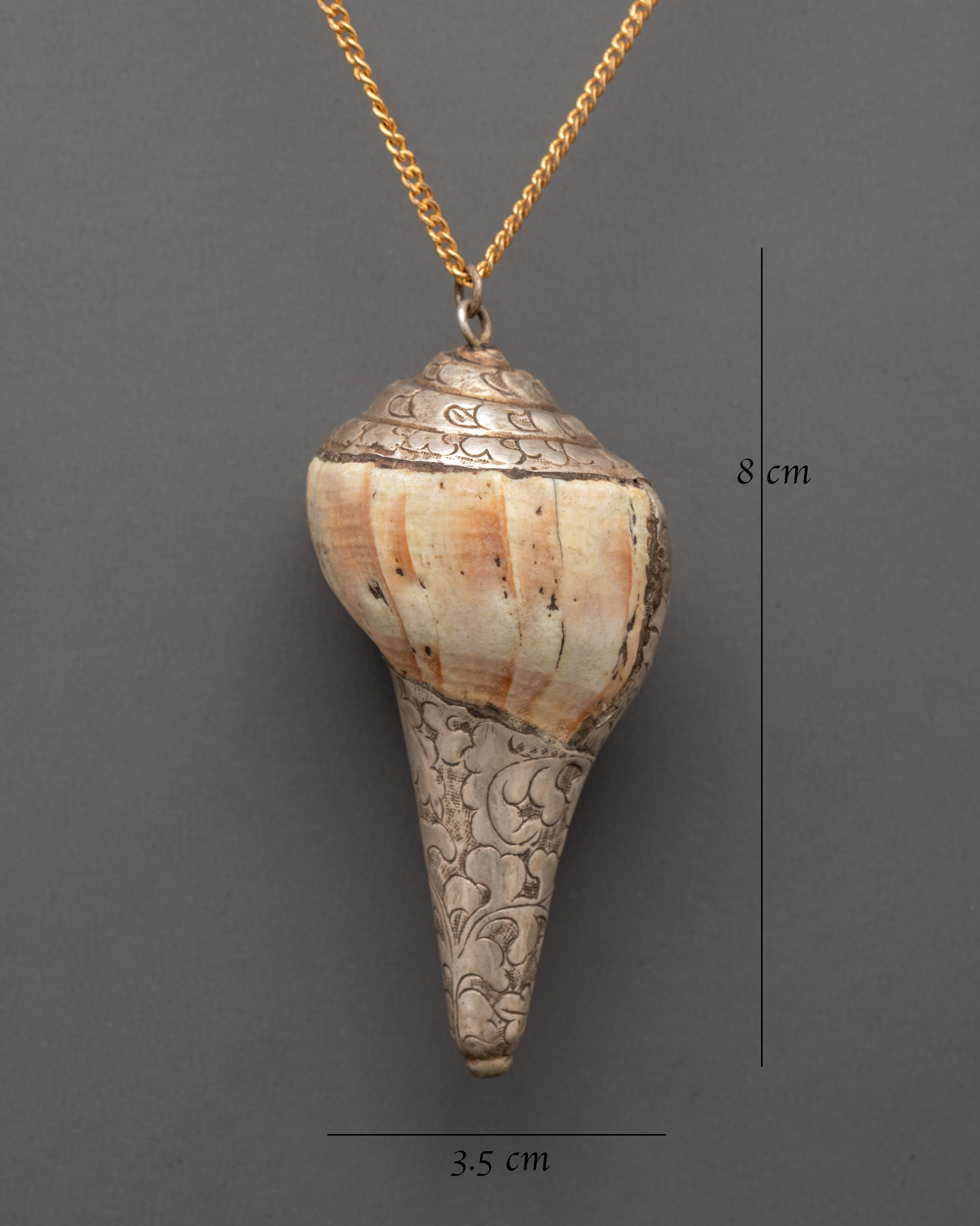 Handcrafted Conch Shell Locket | Pure Silver Tibetan Symbol Pendant