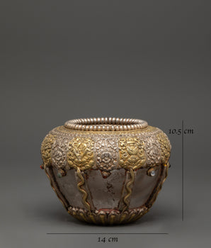 Gold-Plated Tibetan Golpa | Crystal Body with Sacred Stones