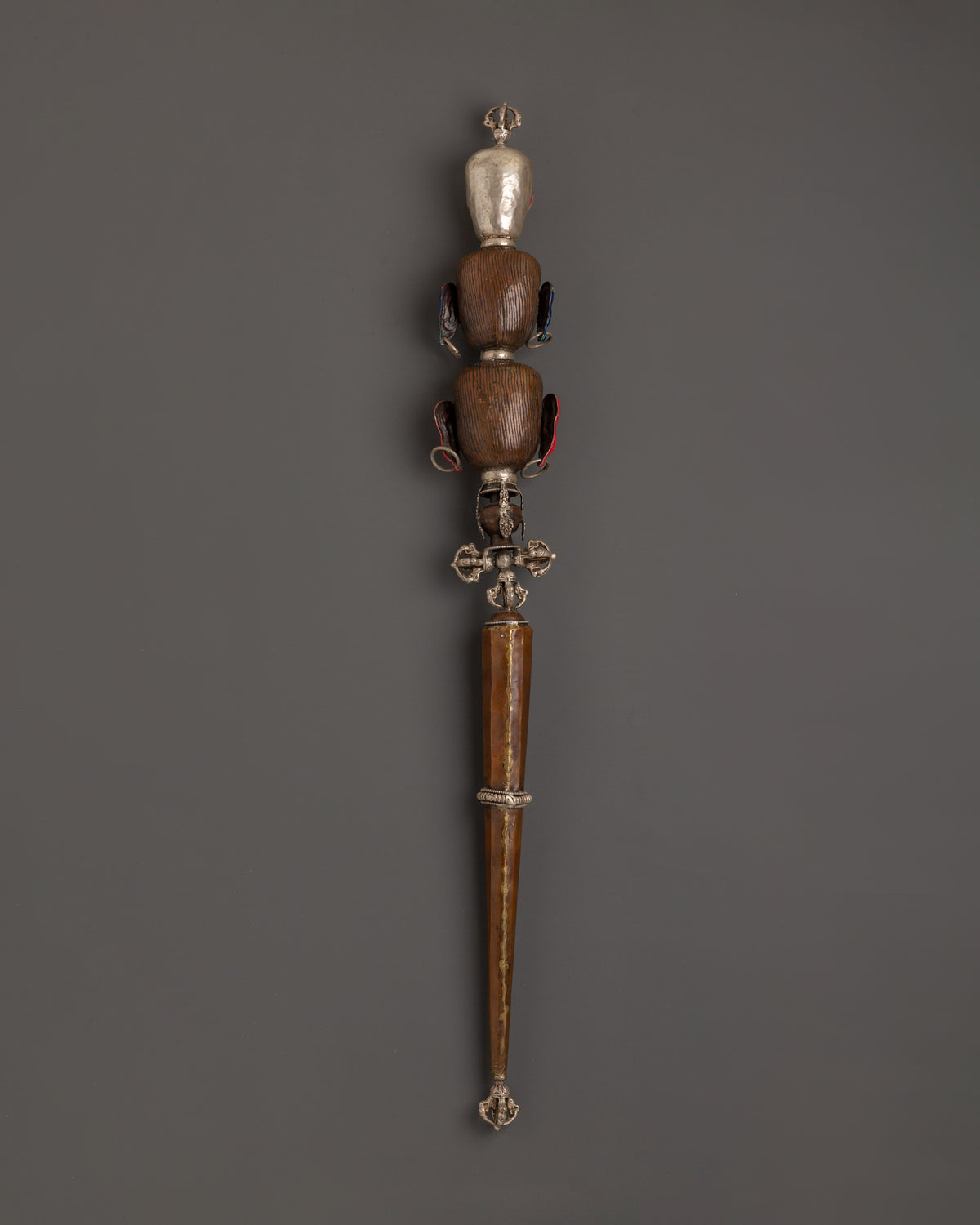 Handcrafted Tibetan Khatan Ritual Dagger | Three-Faced Sacred Artifact