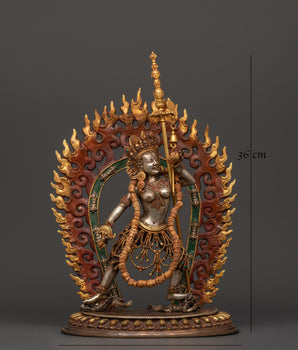 Sacred Buddhist Dakini Sculpture | Gold-Plated Vajrayogini Statue