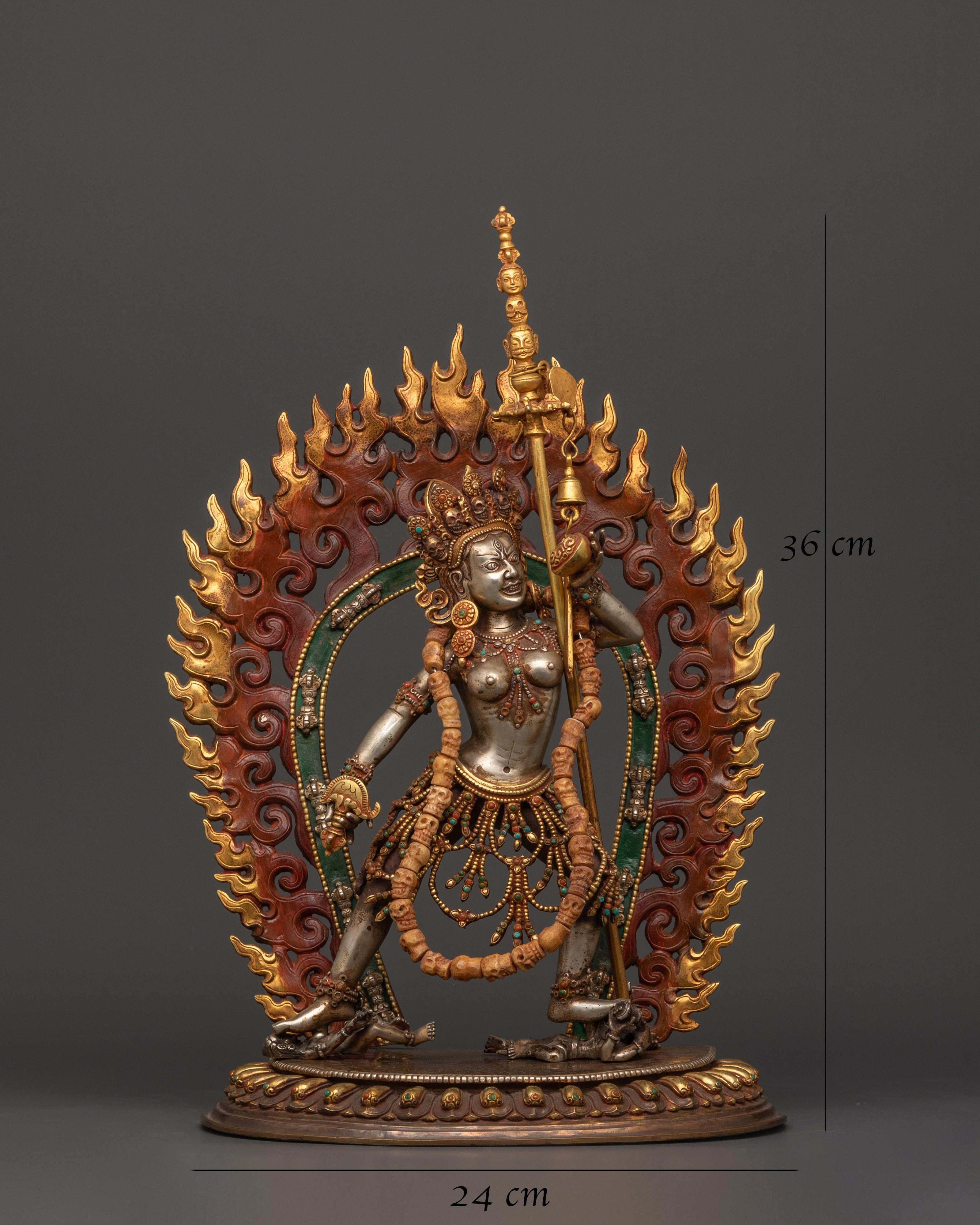 Sacred Buddhist Dakini Sculpture | Gold-Plated Vajrayogini Statue