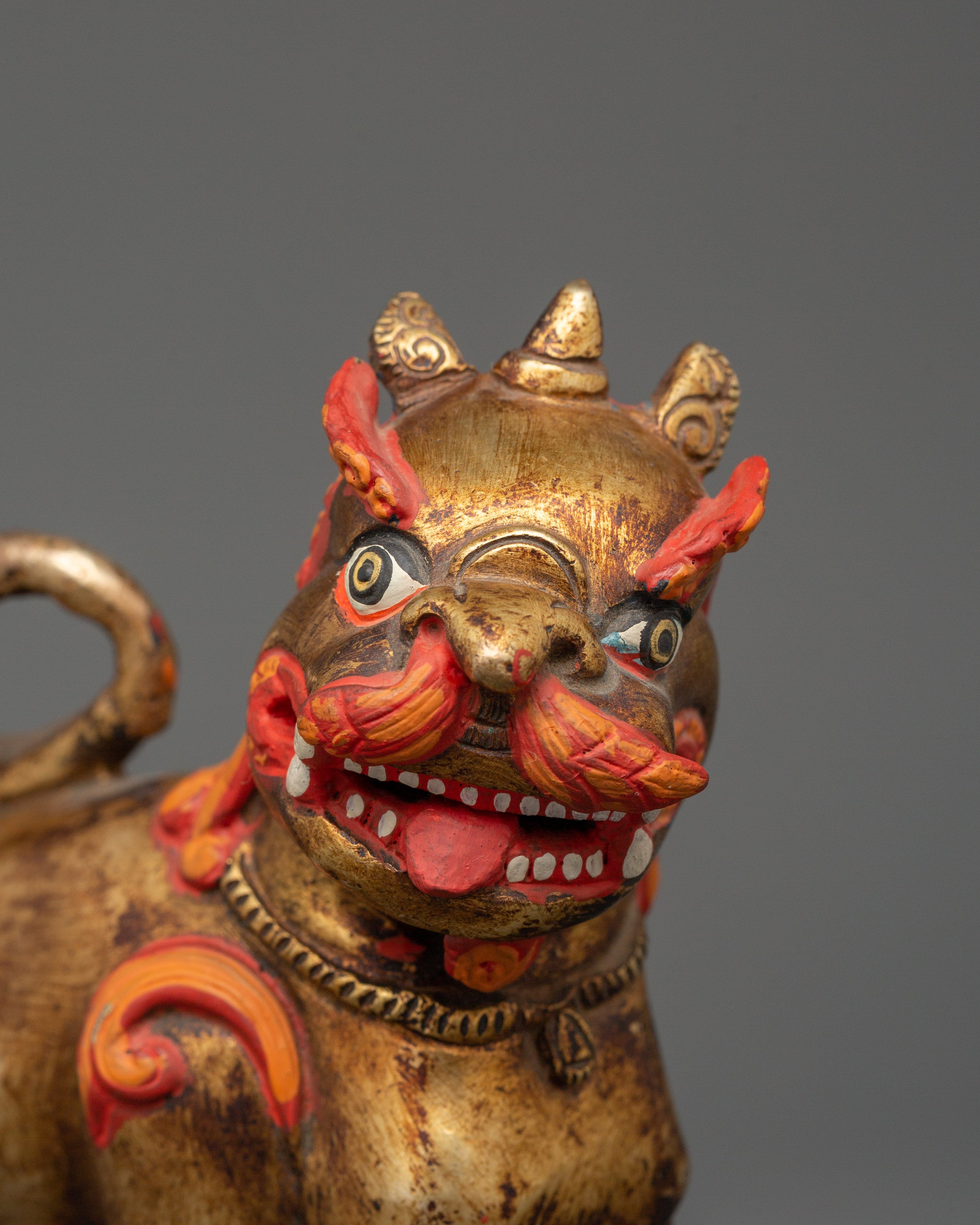 Handcrafted Pair of Tibetan Snow Lion Statues | Foo Dogs Crafts