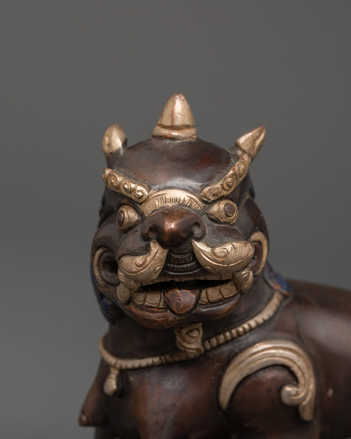 Tibetan Snow Lion Statue Set | Handcrafted Buddhist Guardian Figures