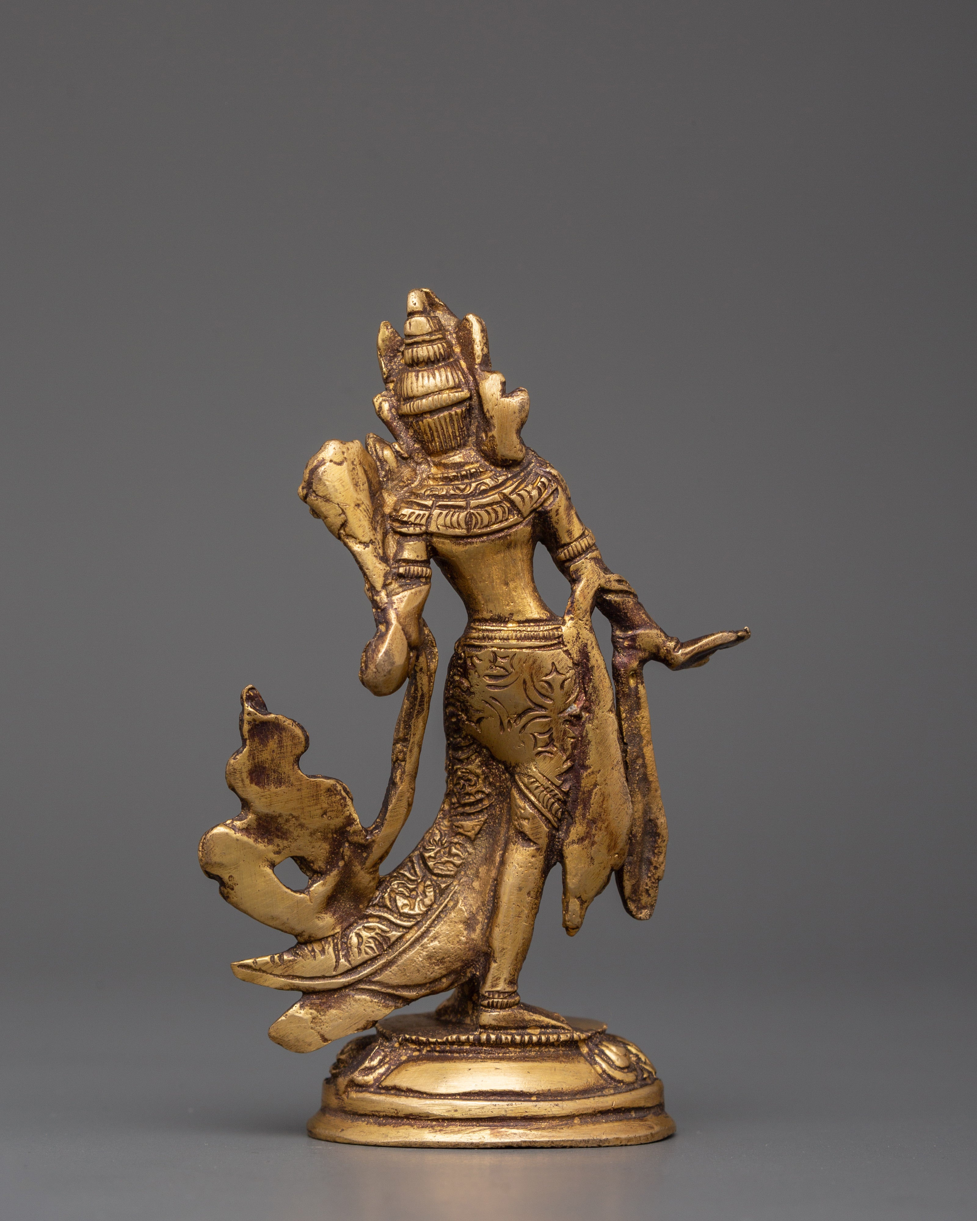 Handcrafted Standing Green Tara Statue | Tibetan Goddess Sculpture in Flowing Pose