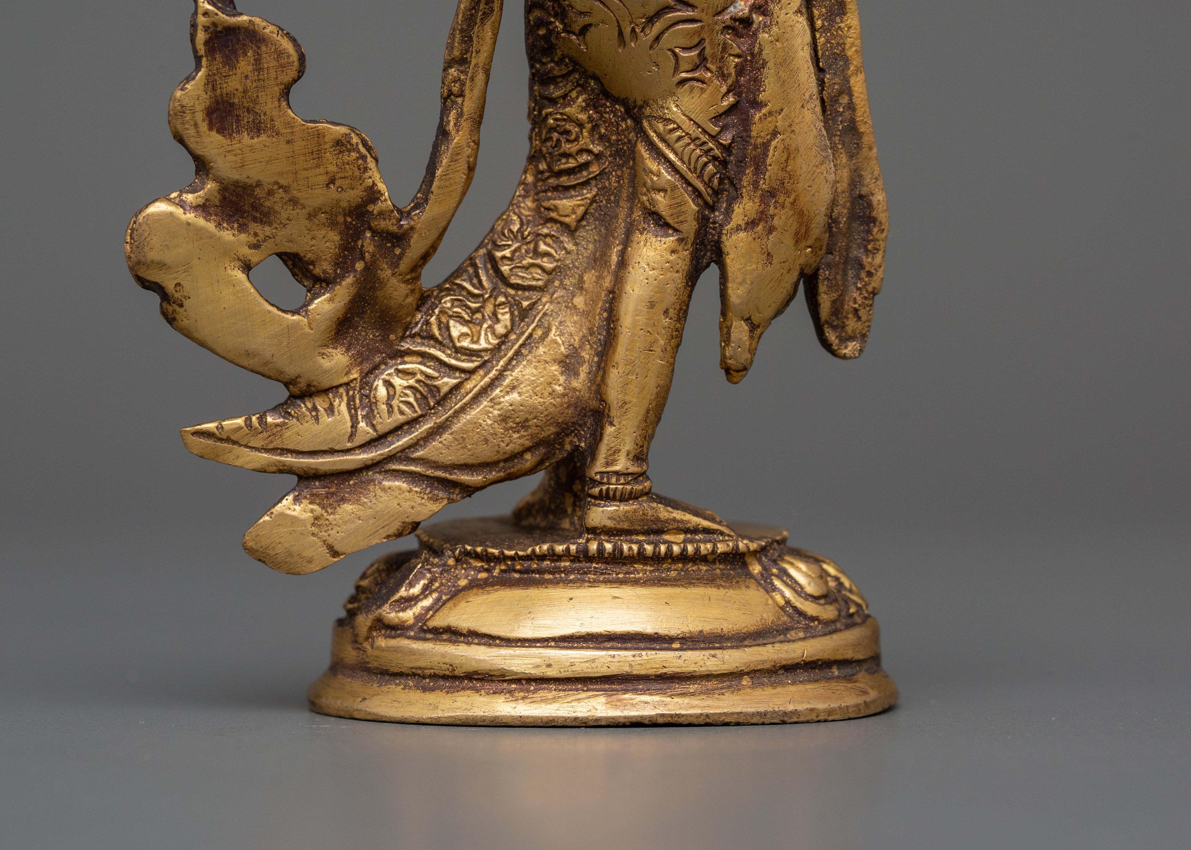 Handcrafted Standing Green Tara Statue | Tibetan Goddess Sculpture in Flowing Pose