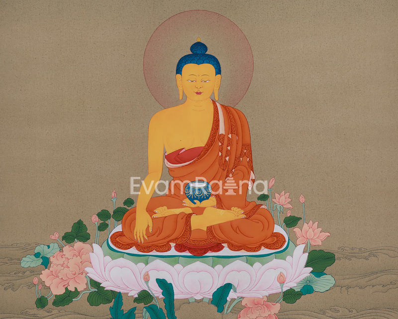 Dhyani Buddha Shakyamuni Meditation Thangka | Tibetan Buddhist Artwork