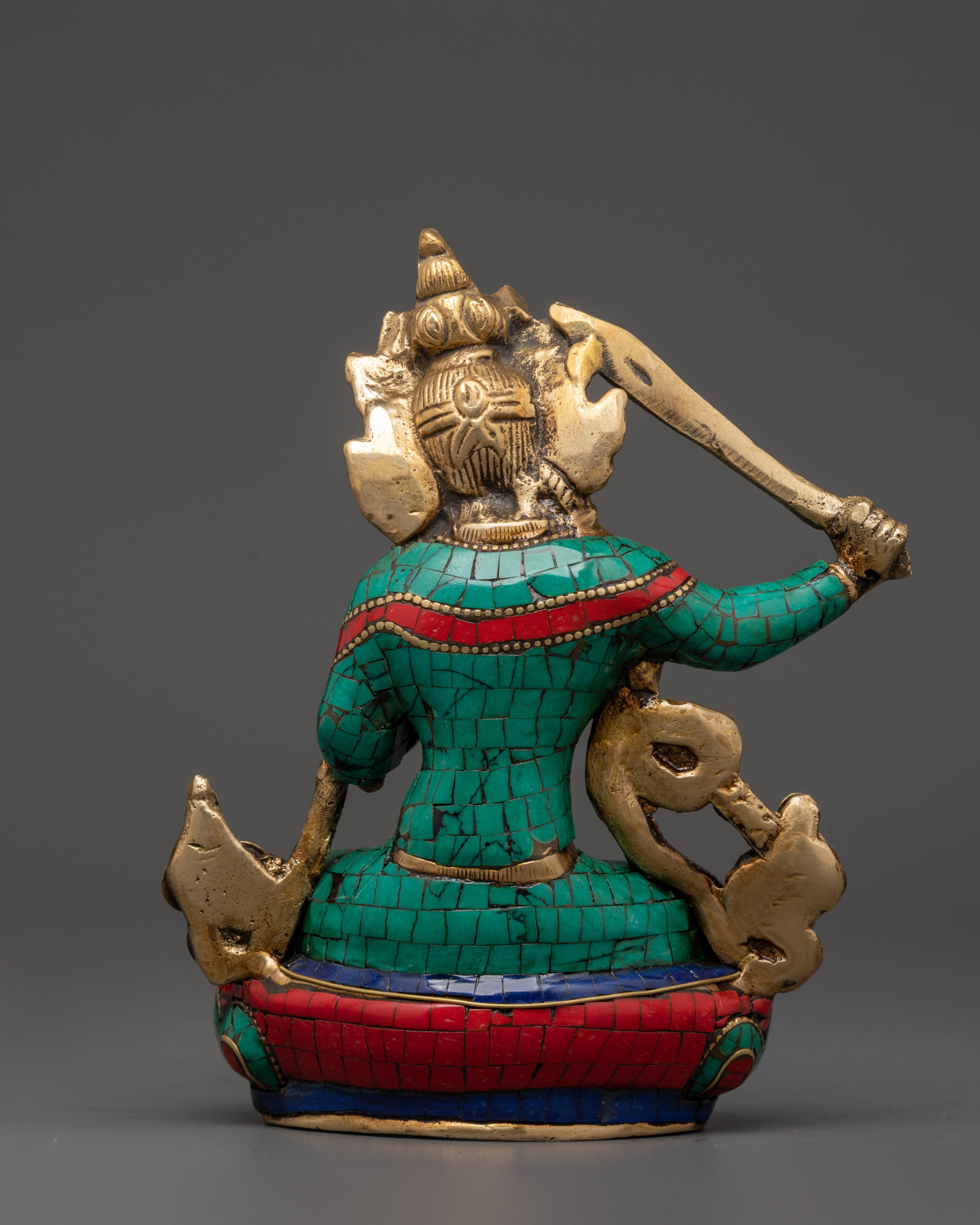 Handcrafted Brass Manjushri Statue | Spiritual Bodhisattva Art for Meditation
