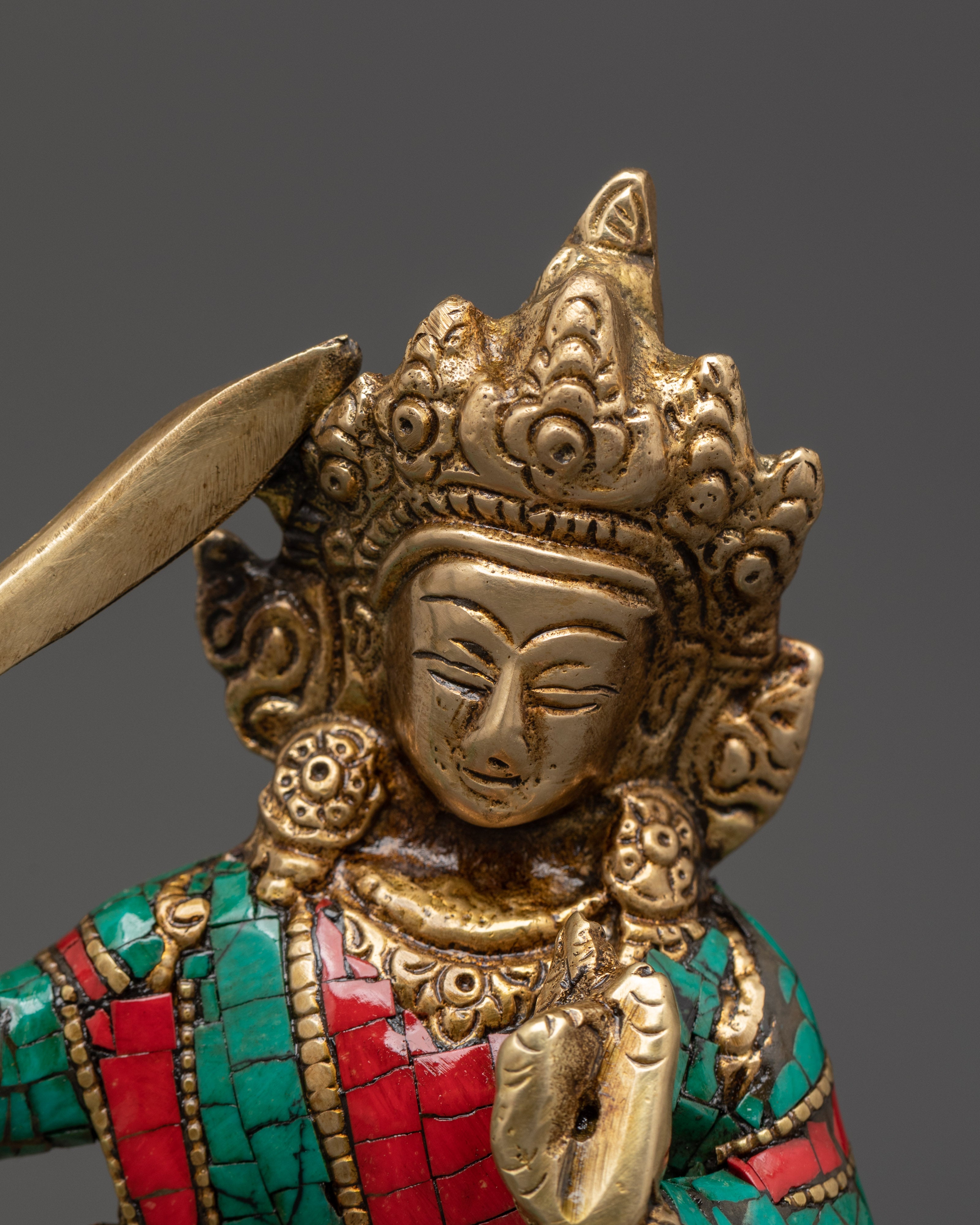 Handcrafted Brass Manjushri Statue | Spiritual Bodhisattva Art for Meditation