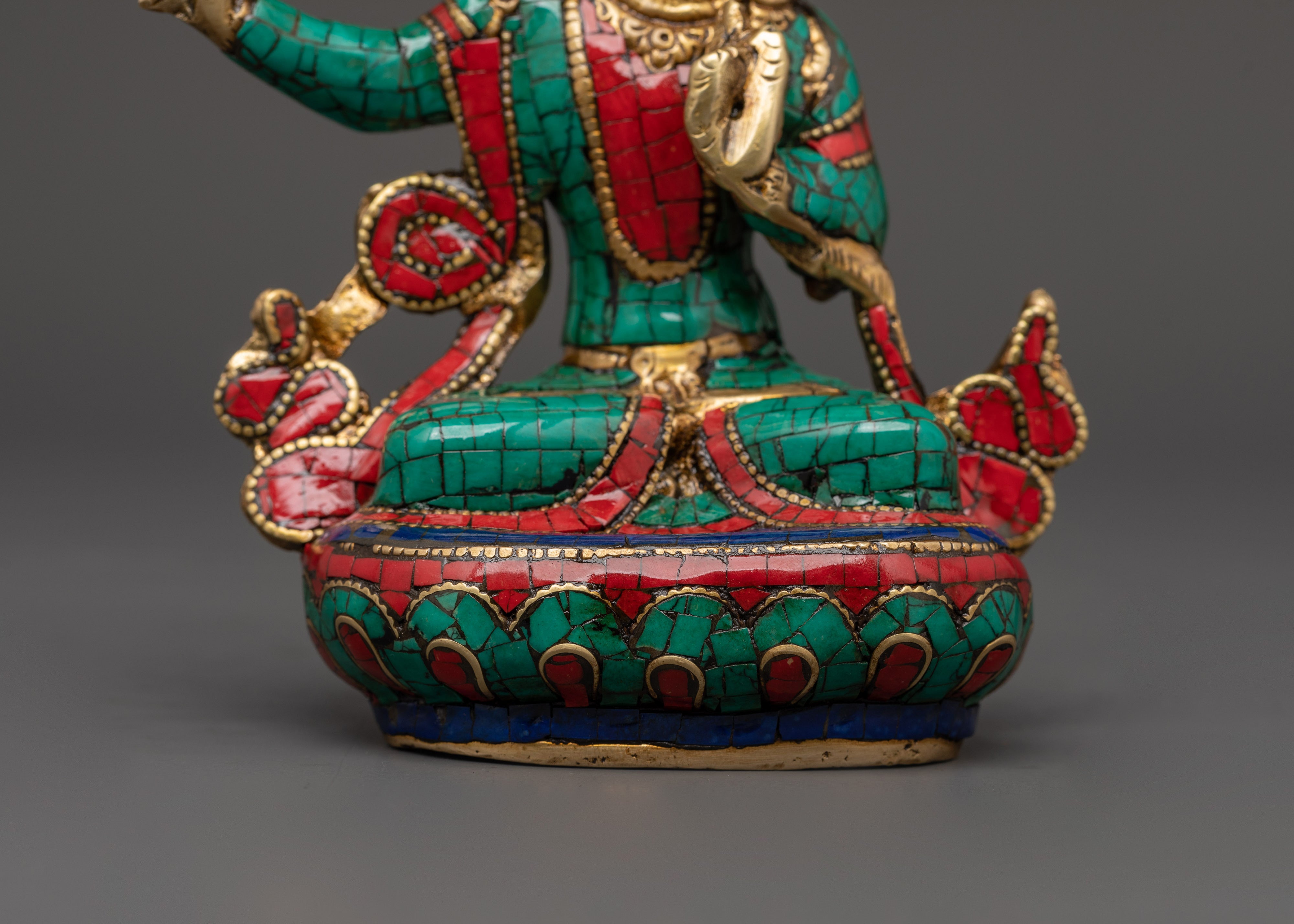 Handcrafted Brass Manjushri Statue | Spiritual Bodhisattva Art for Meditation