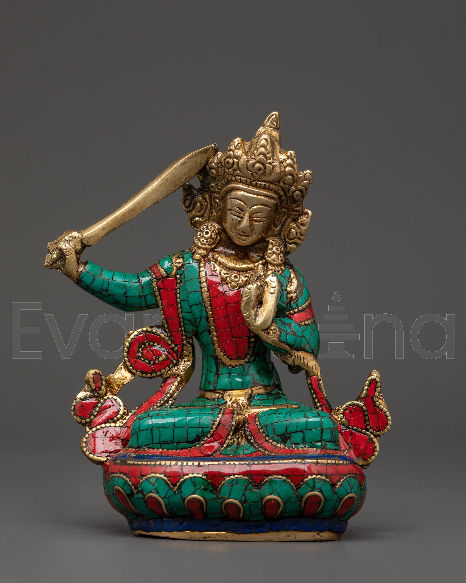 Brass Manjushri Statue