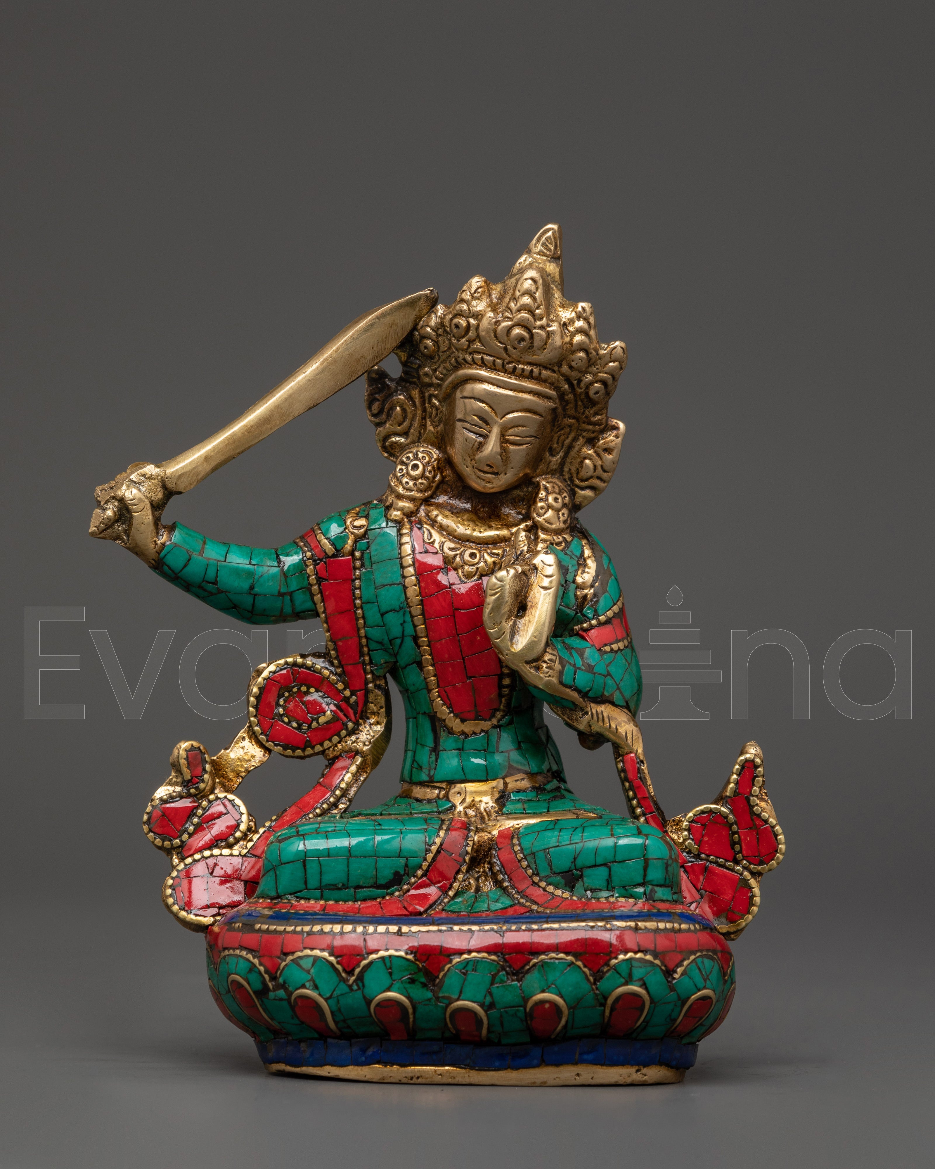 Brass Manjushri Statue